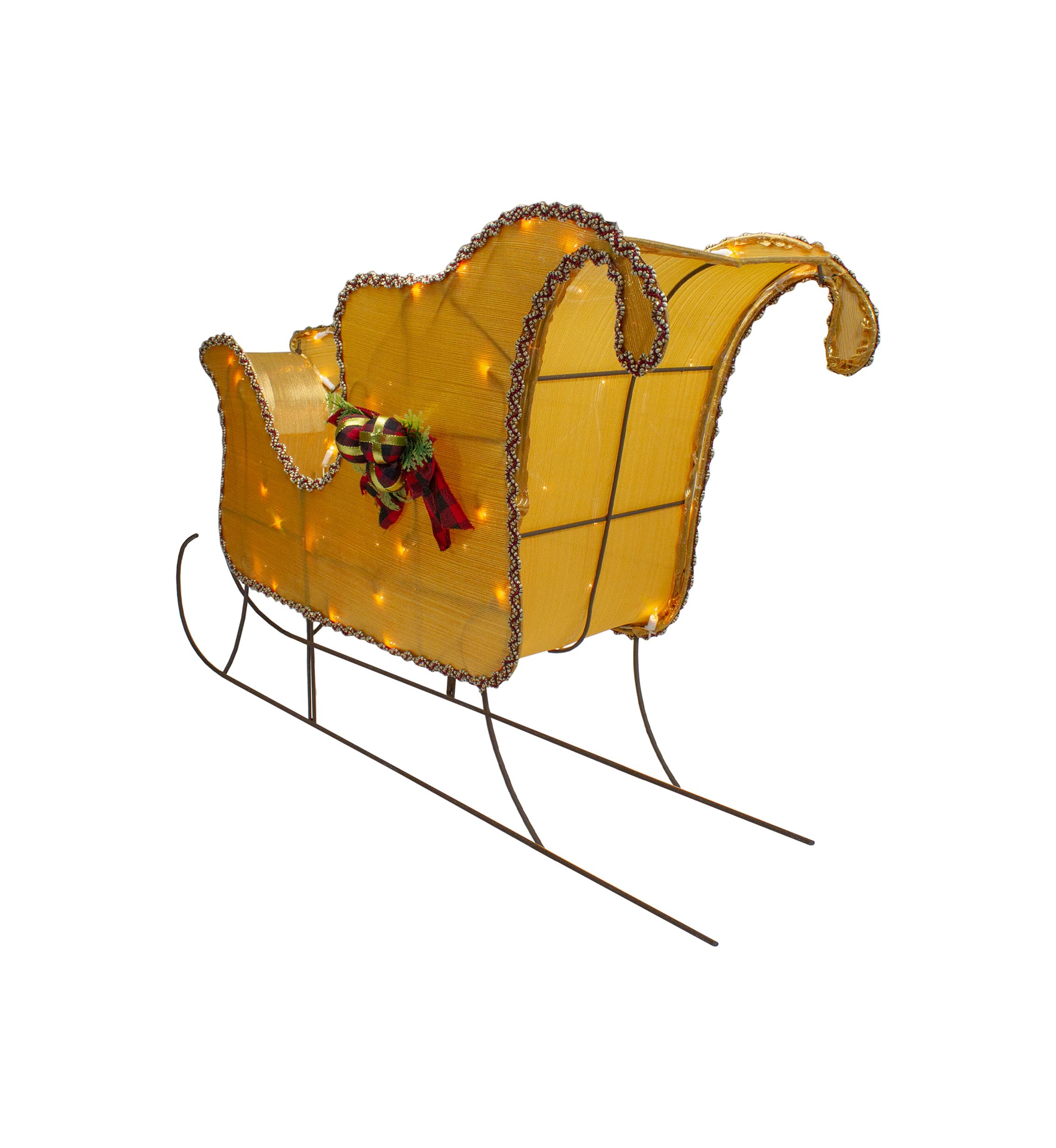 Lighted Gold Shiny Christmas Sleigh Outdoor Yard Decoration  36-inch