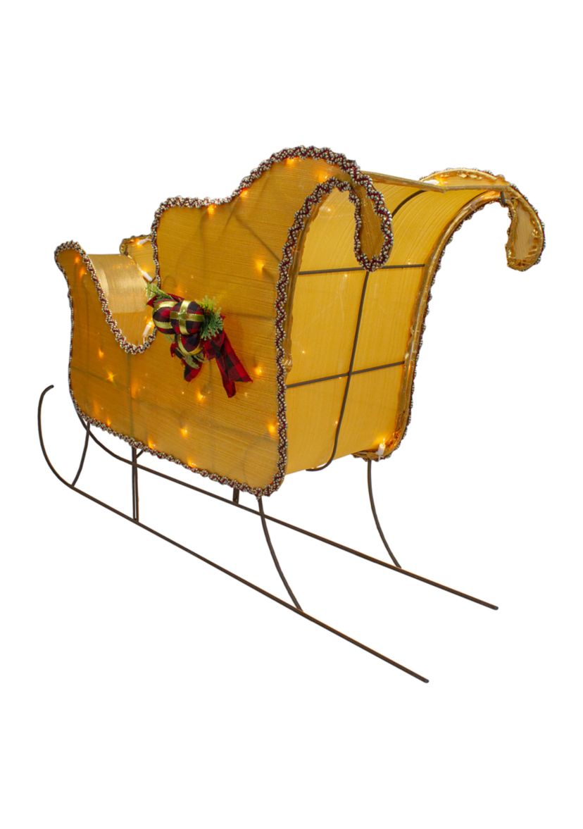 Lighted Gold Shiny Christmas Sleigh Outdoor Yard Decoration  36-inch