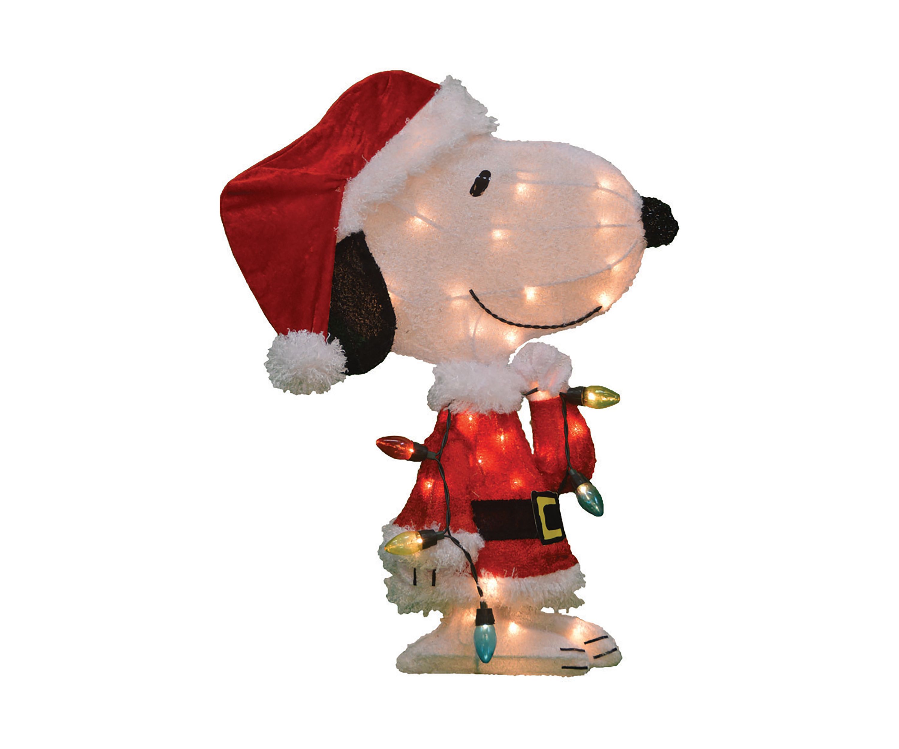 24Inch Lighted Santa Snoopy with String Lights Outdoor Christmas Yard Decoration