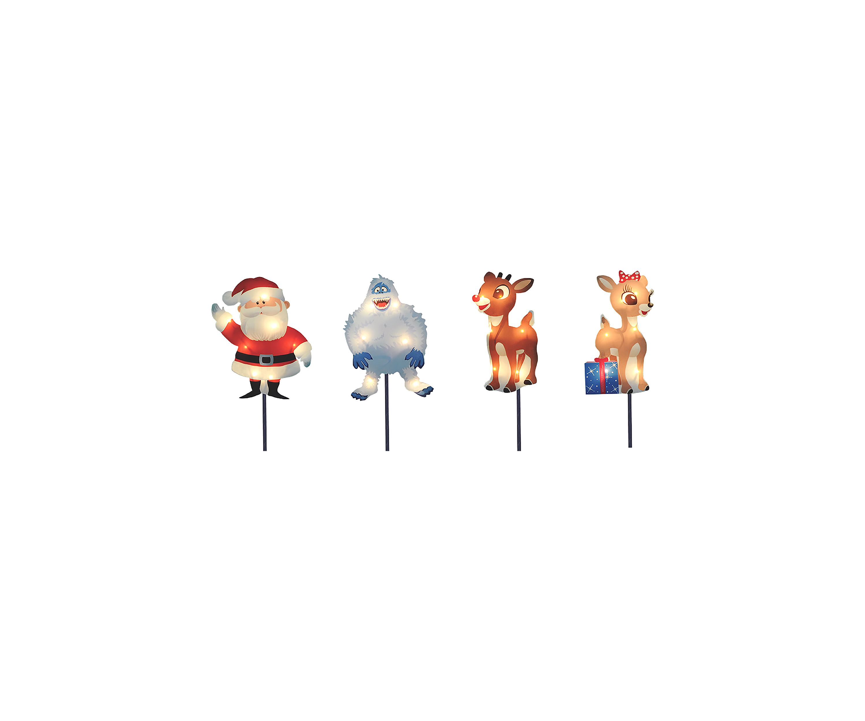 Set of 4 Lighted Rudolph and Friends Christmas Pathway Markers - Clear Lights