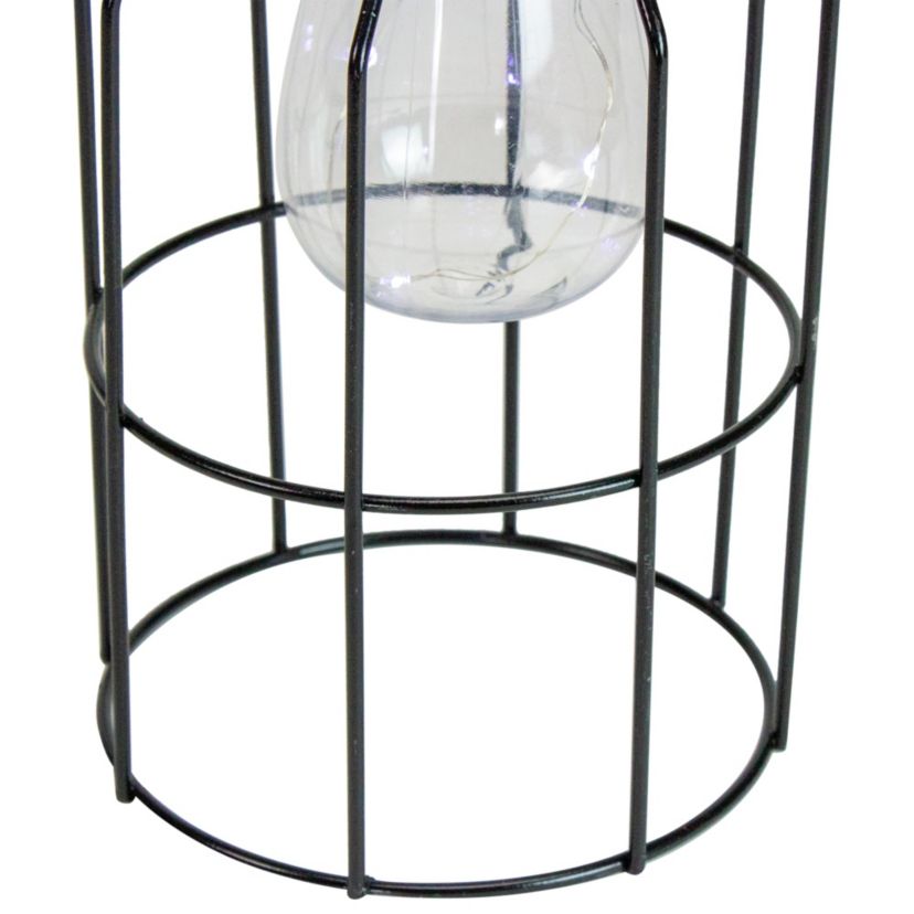 9.5" Black Outdoor Hanging Geometric Solar Lantern with Handle