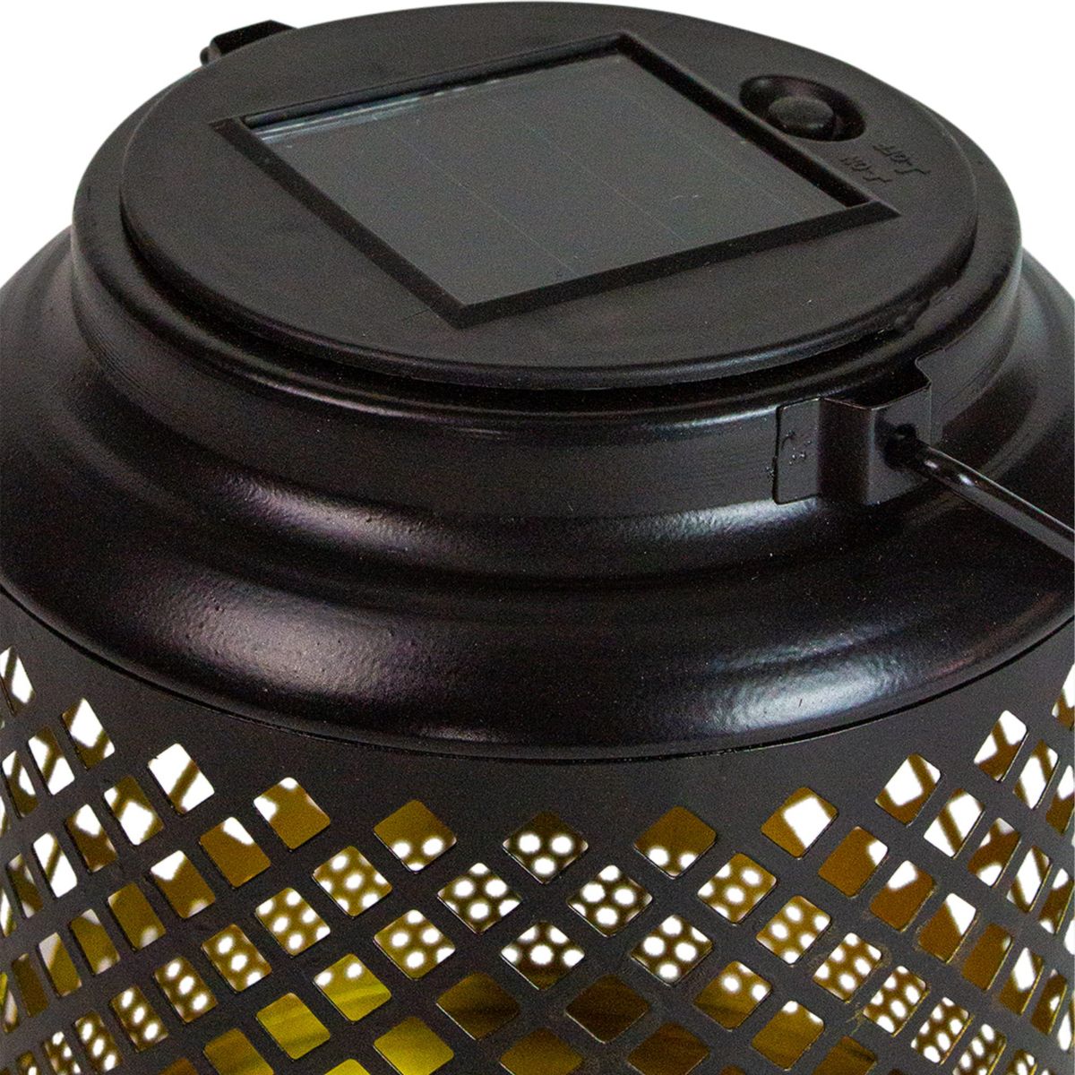 7" Black Diamond Cut Out LED Outdoor Solar Lantern with Handle
