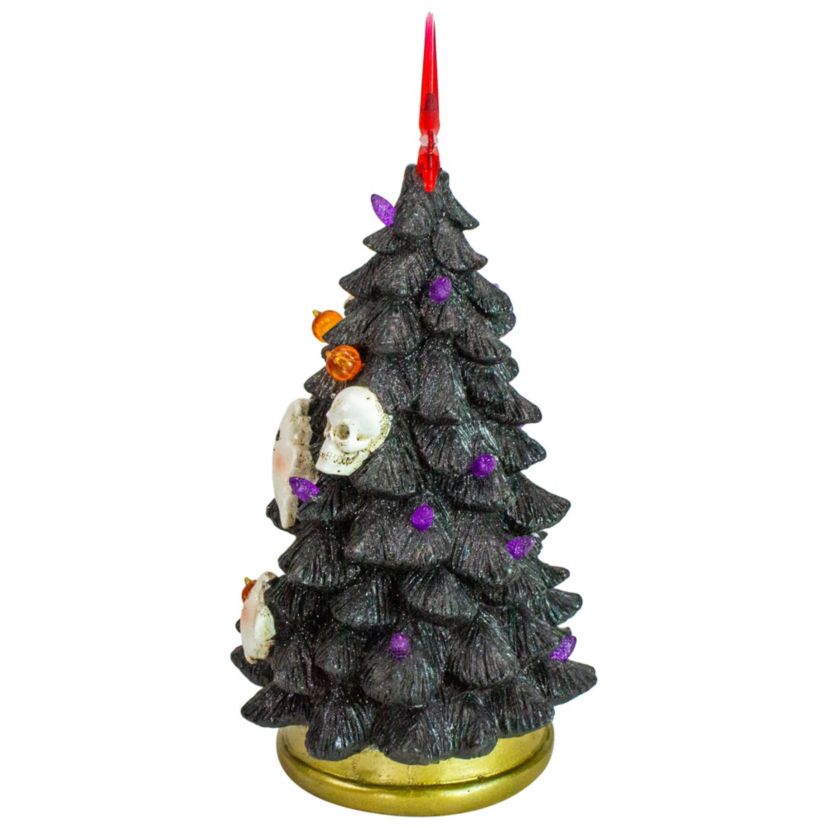 LED Lighted Skull and Ghost Halloween Tree - 12" - Black