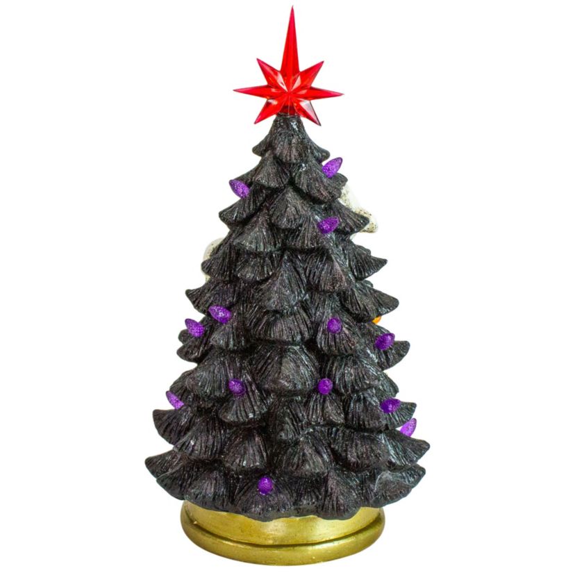 LED Lighted Skull and Ghost Halloween Tree - 12" - Black