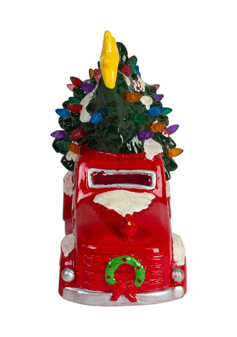 8Inch Red LED Lighted Vintage Truck Hauling Christmas Tree