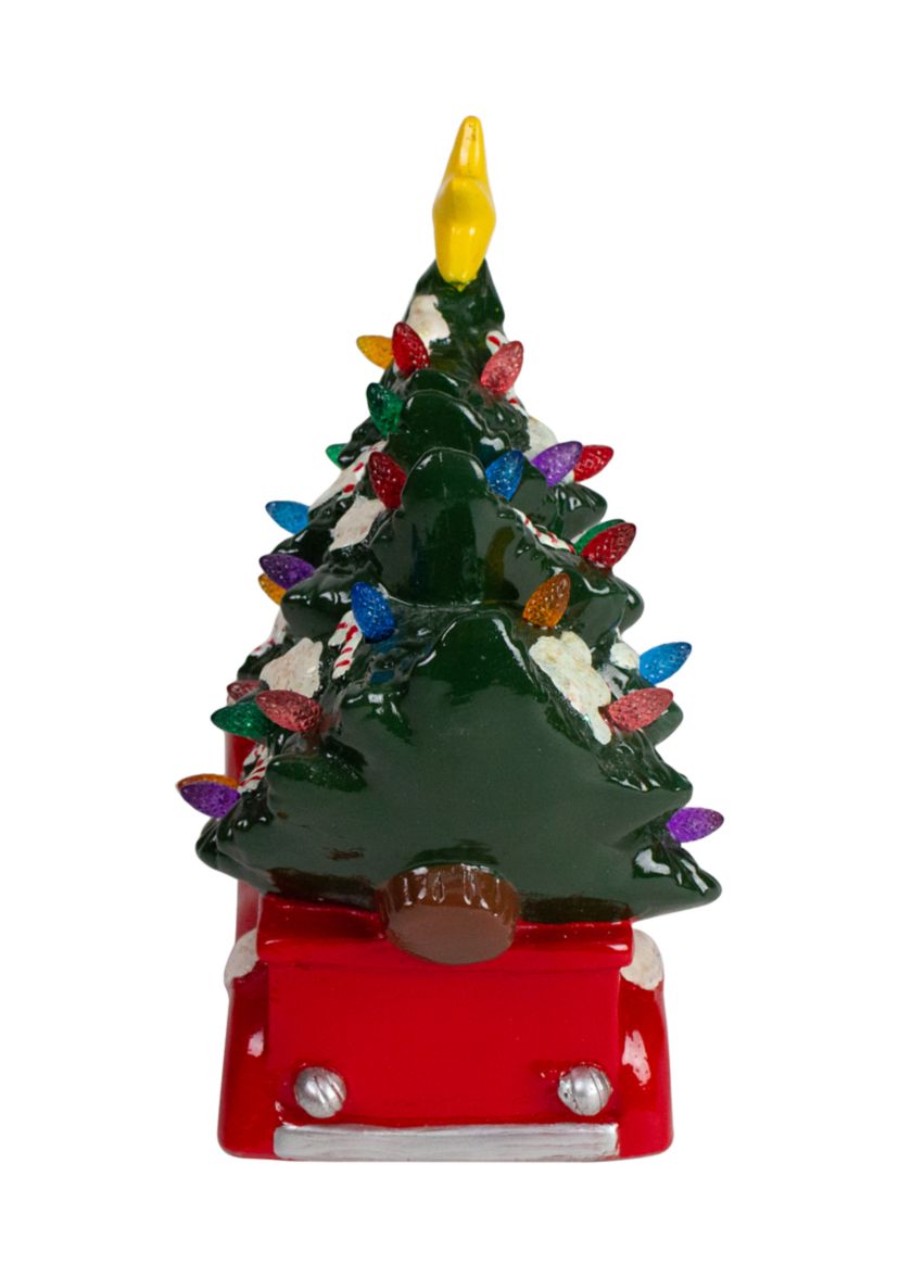 8Inch Red LED Lighted Vintage Truck Hauling Christmas Tree