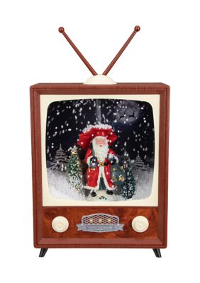 12Inch LED Lighted Musical Snowing Santa TV Set Christmas Decoration