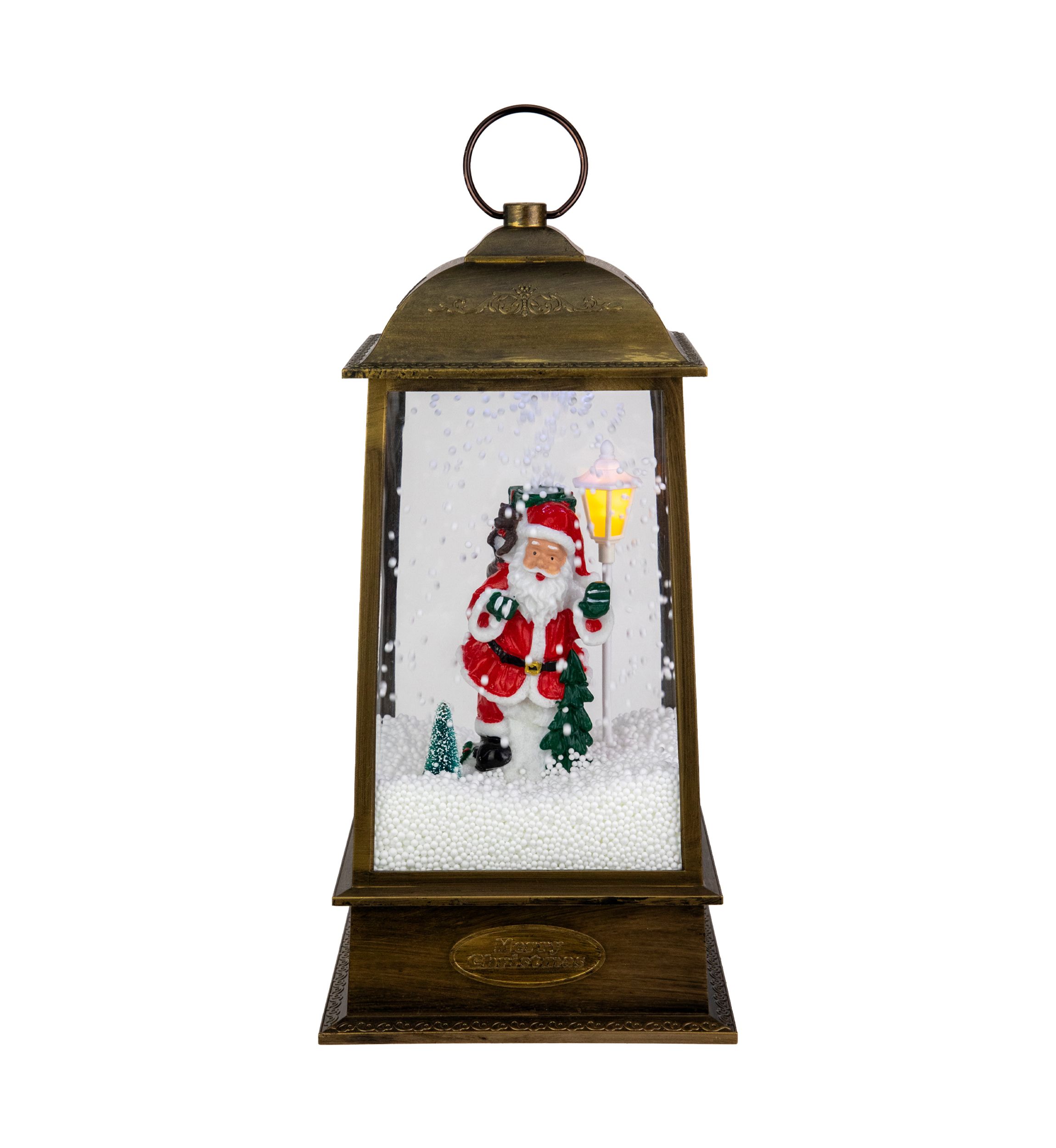 13.5Inch LED Lighted Snowing Musical Santa Christmas Lantern