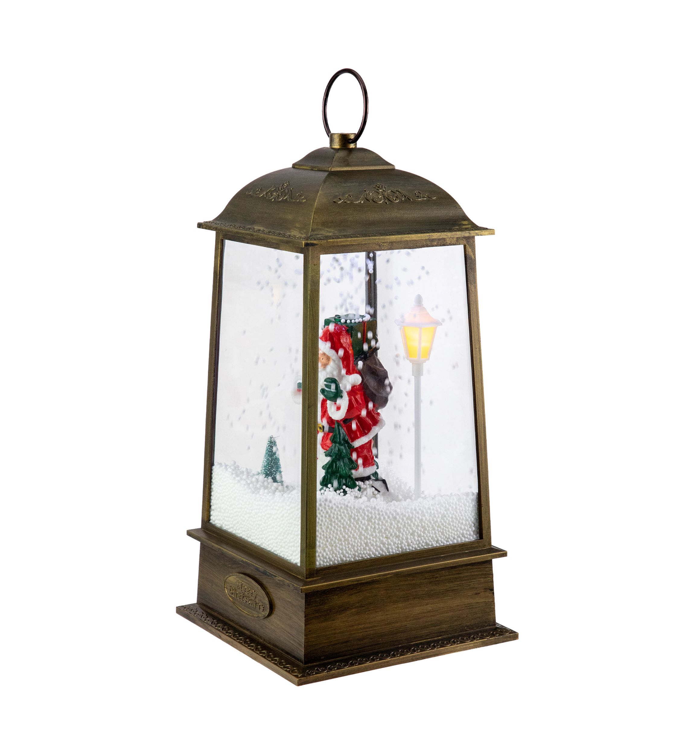 13.5Inch LED Lighted Snowing Musical Santa Christmas Lantern
