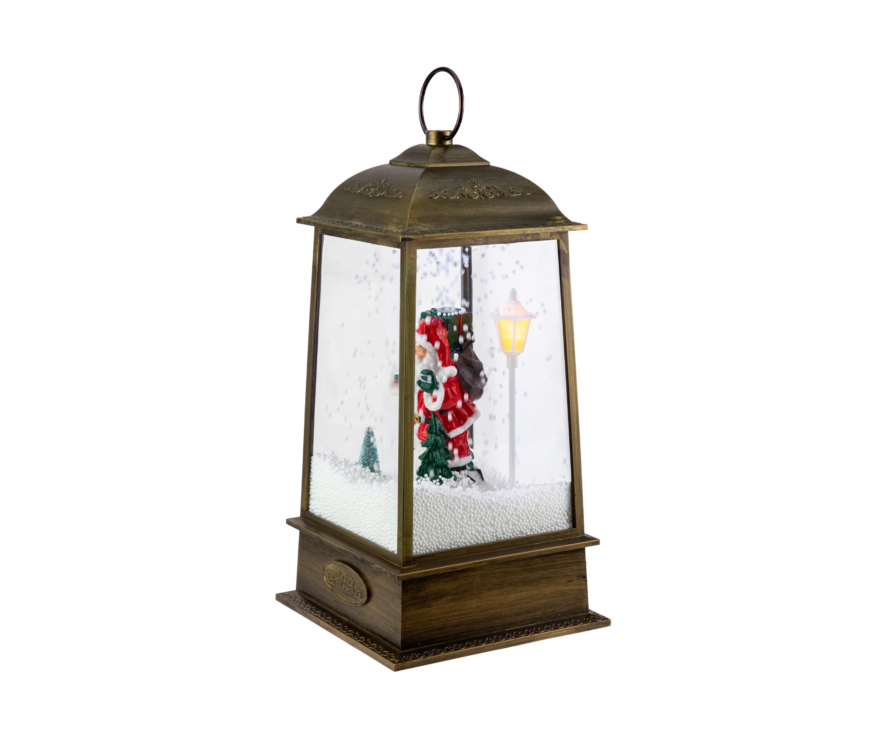 13.5Inch LED Lighted Snowing Musical Santa Christmas Lantern