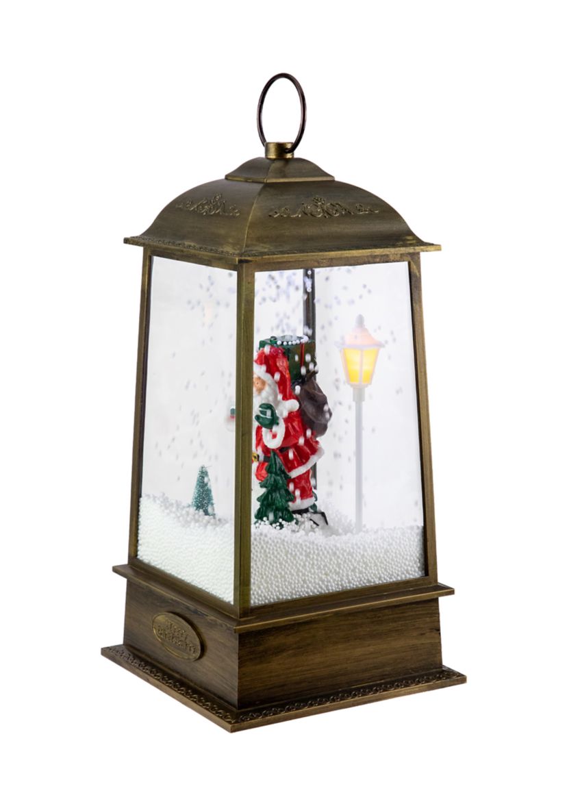 13.5Inch LED Lighted Snowing Musical Santa Christmas Lantern