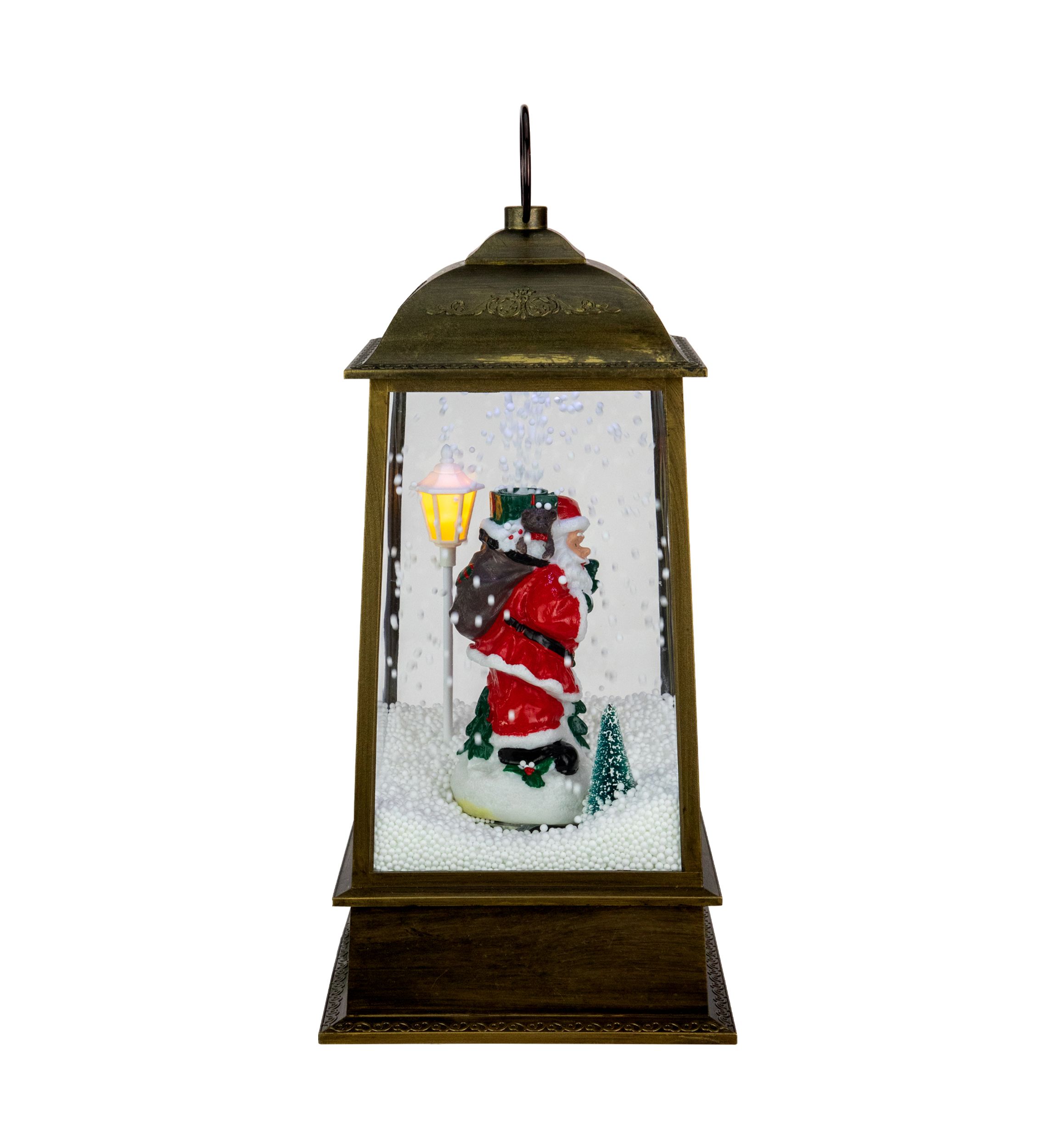 13.5Inch LED Lighted Snowing Musical Santa Christmas Lantern