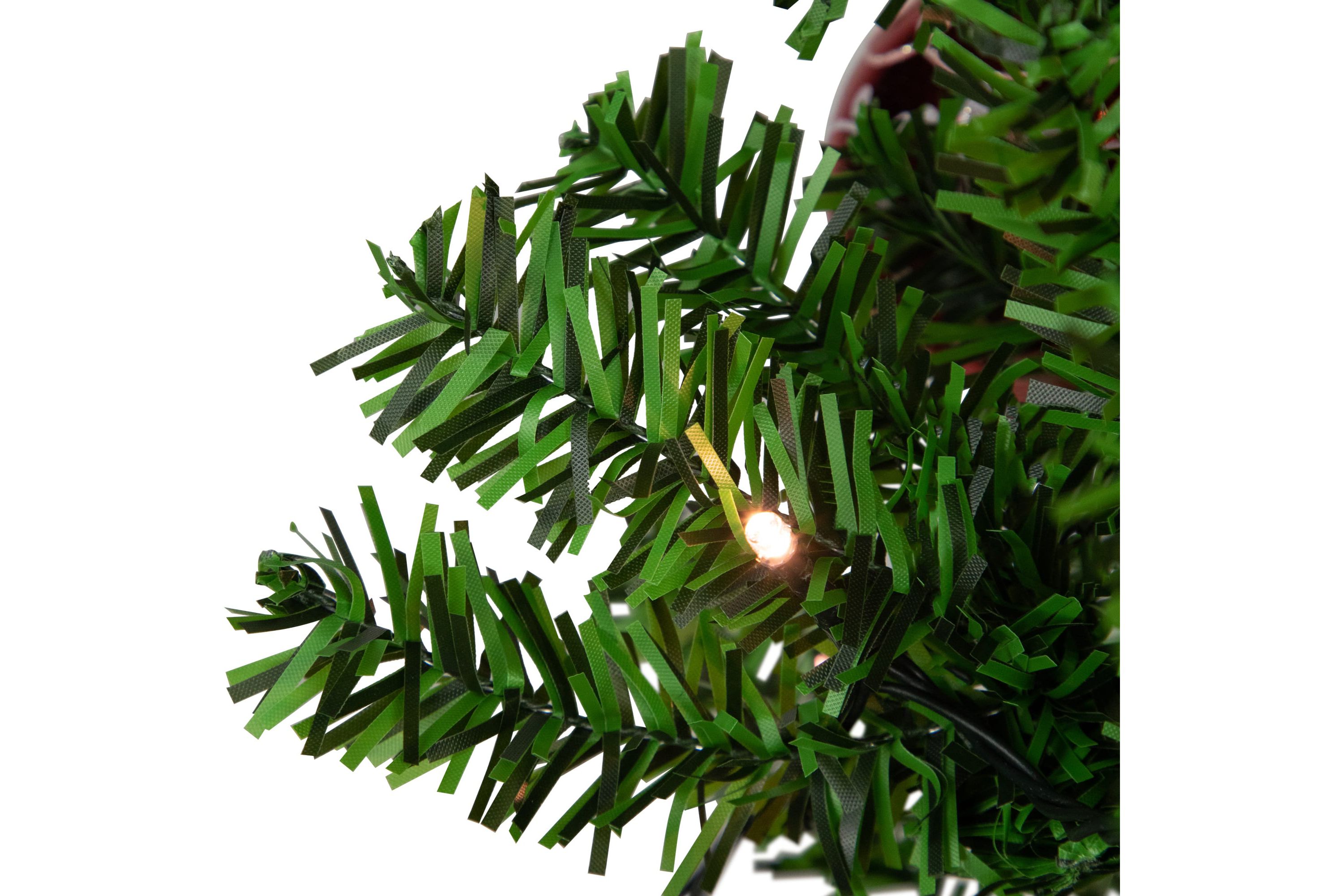 6ft Green and Red Musical Lighted Snowing Artificial Christmas Tree White LED Lights