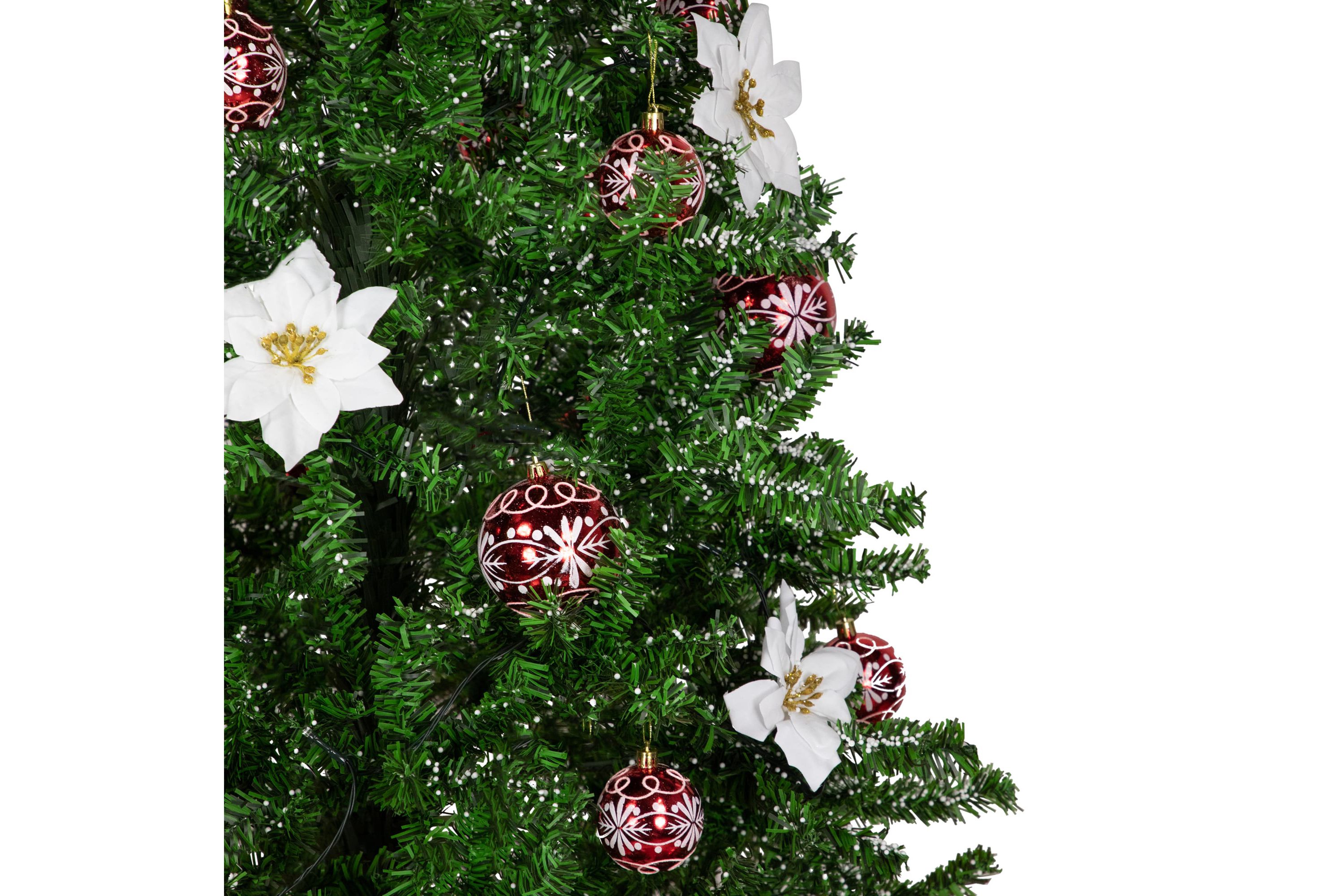 6ft Green and Red Musical Lighted Snowing Artificial Christmas Tree White LED Lights