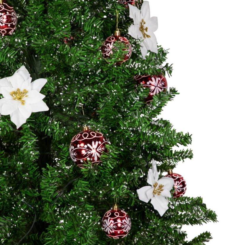 6ft Green and Red Musical Lighted Snowing Artificial Christmas Tree White LED Lights