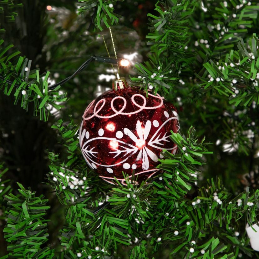 6ft Green and Red Musical Lighted Snowing Artificial Christmas Tree White LED Lights