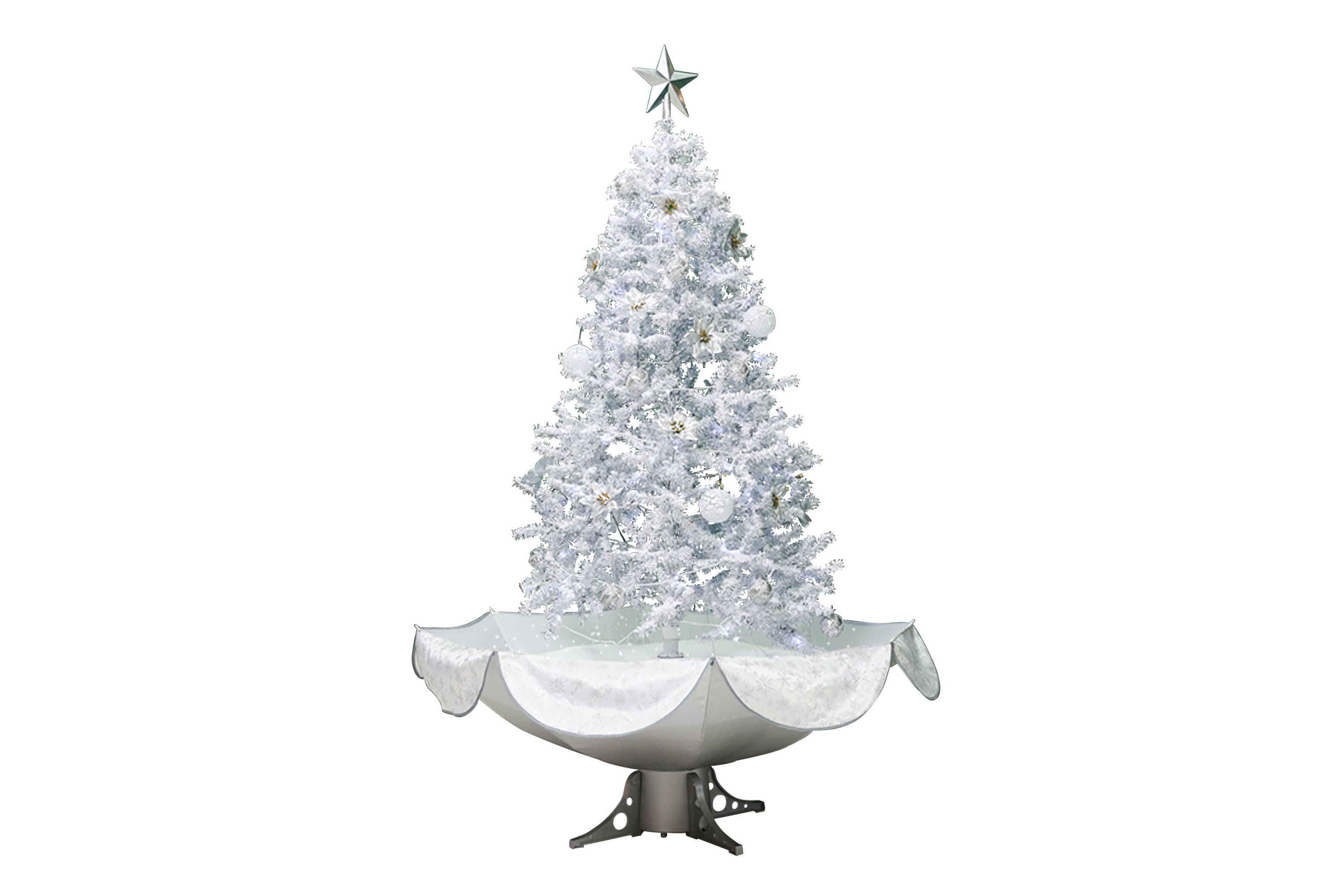 6 Lighted Musical Snowing Artificial Tinsel Christmas Tree  White LED Lights