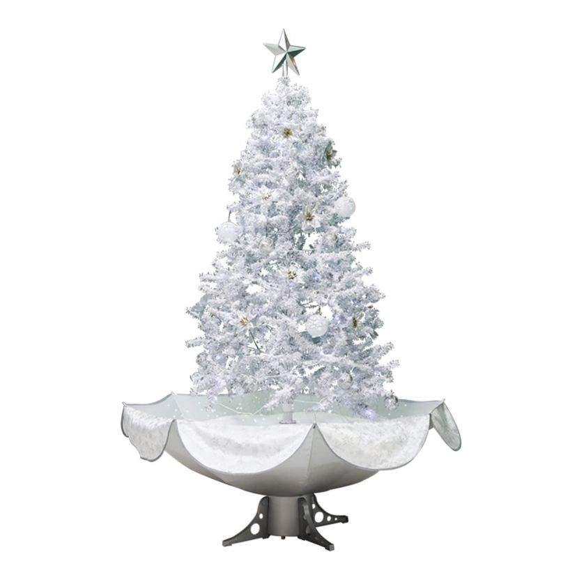 6 Lighted Musical Snowing Artificial Tinsel Christmas Tree  White LED Lights