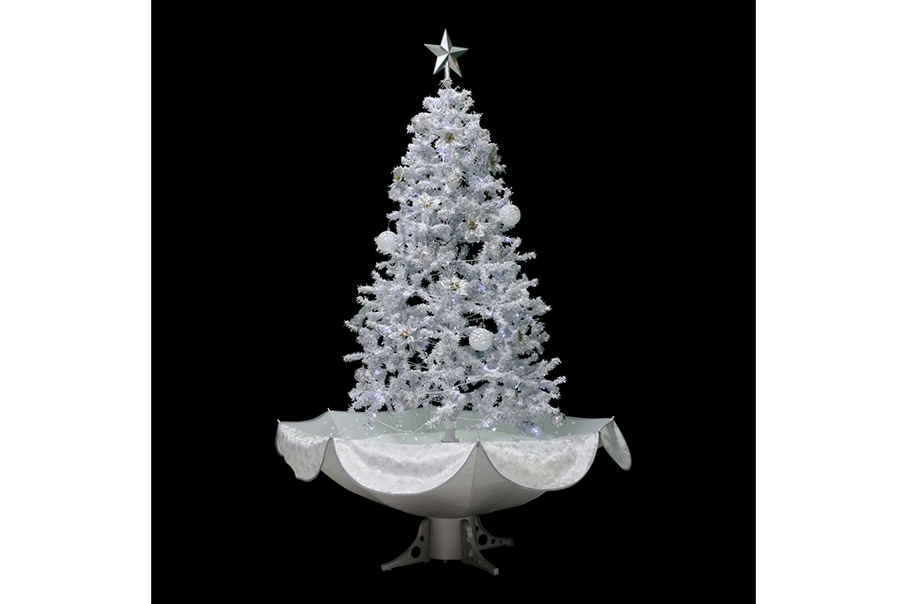 6 Lighted Musical Snowing Artificial Tinsel Christmas Tree  White LED Lights