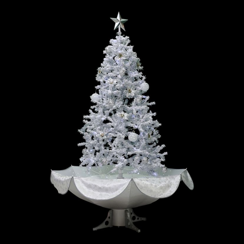 6 Lighted Musical Snowing Artificial Tinsel Christmas Tree  White LED Lights