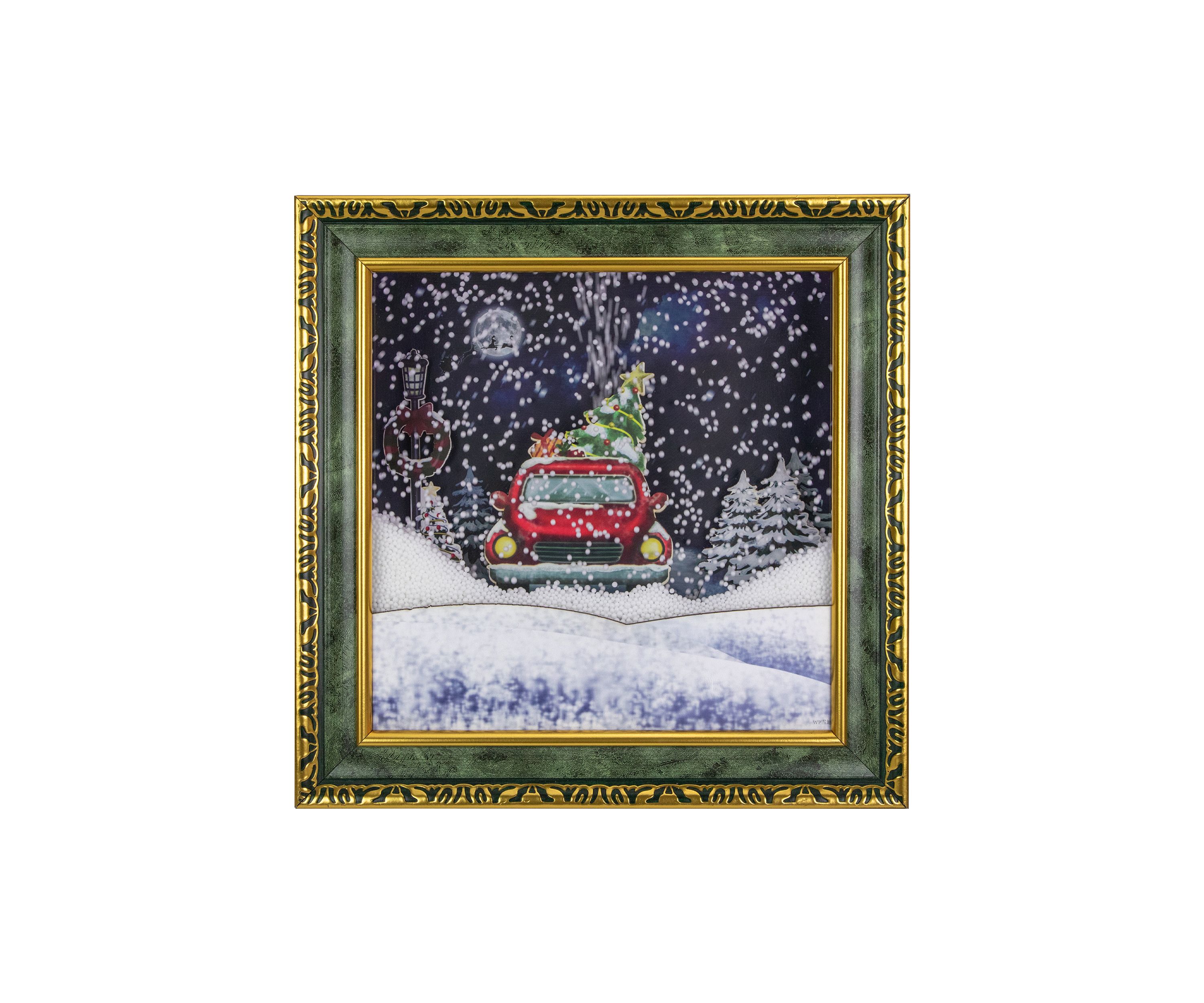 31Inch LED Lighted Musical Snowing Retro Truck Wall Plaque