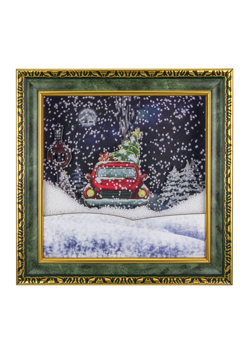31Inch LED Lighted Musical Snowing Retro Truck Wall Plaque