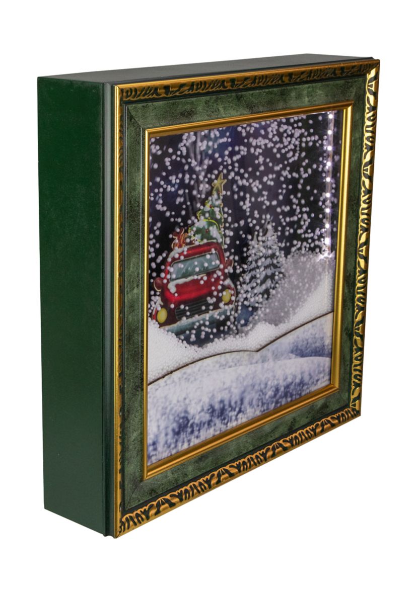 31Inch LED Lighted Musical Snowing Retro Truck Wall Plaque