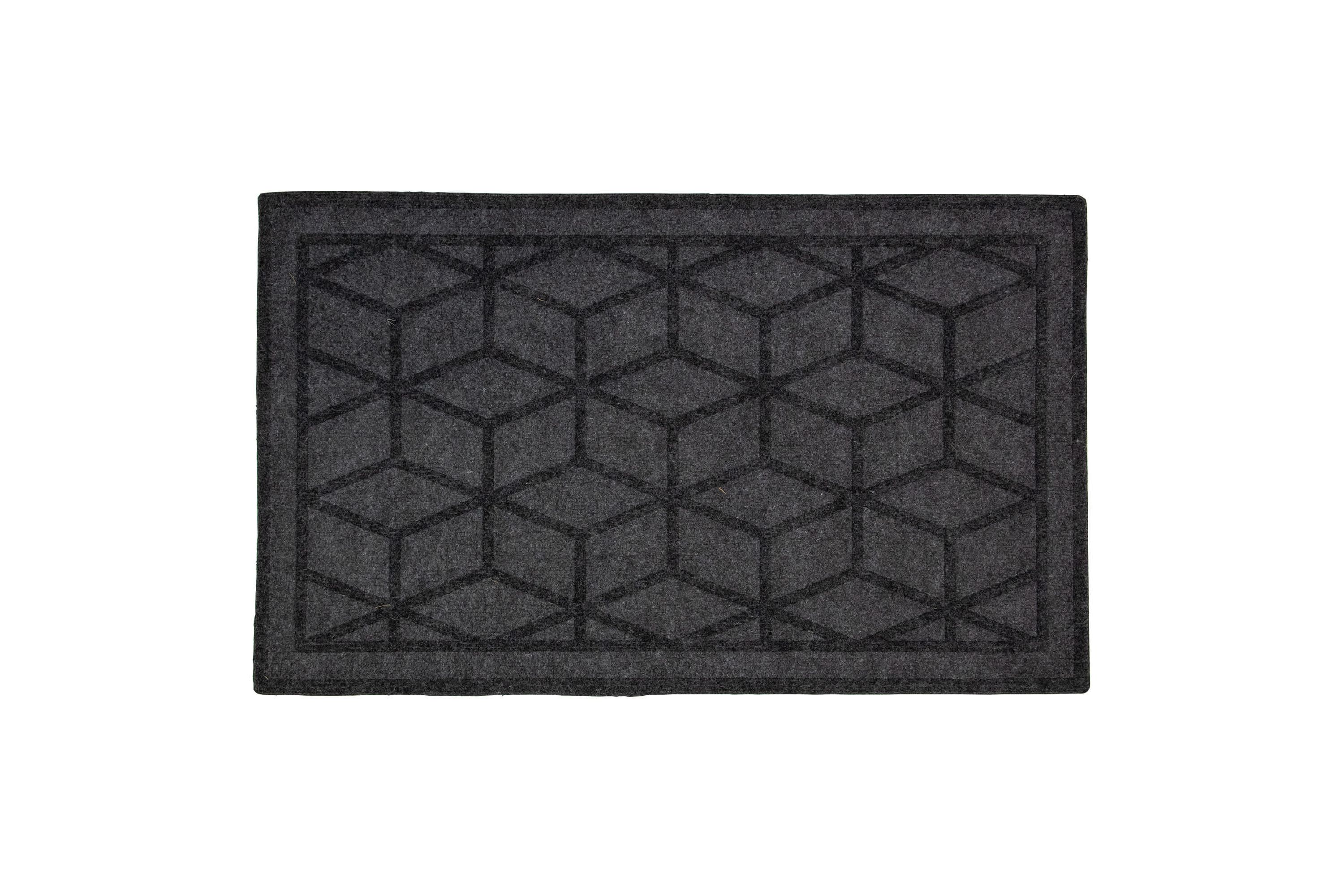 Gray Diamond Patterned Rectangular Coir Doormat 18" x 30"