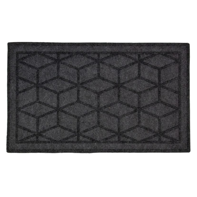 Gray Diamond Patterned Rectangular Coir Doormat 18" x 30"