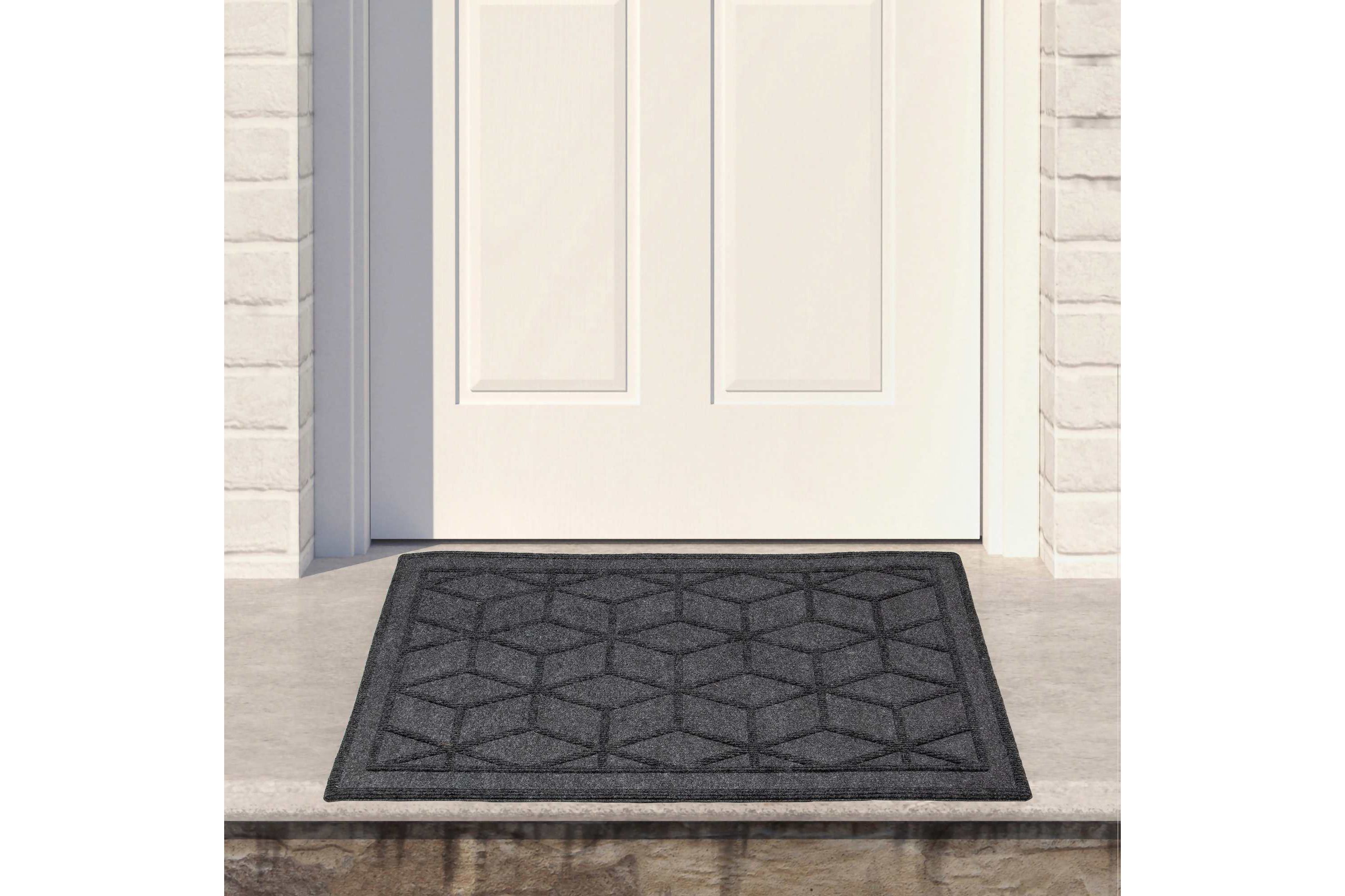 Gray Diamond Patterned Rectangular Coir Doormat 18" x 30"