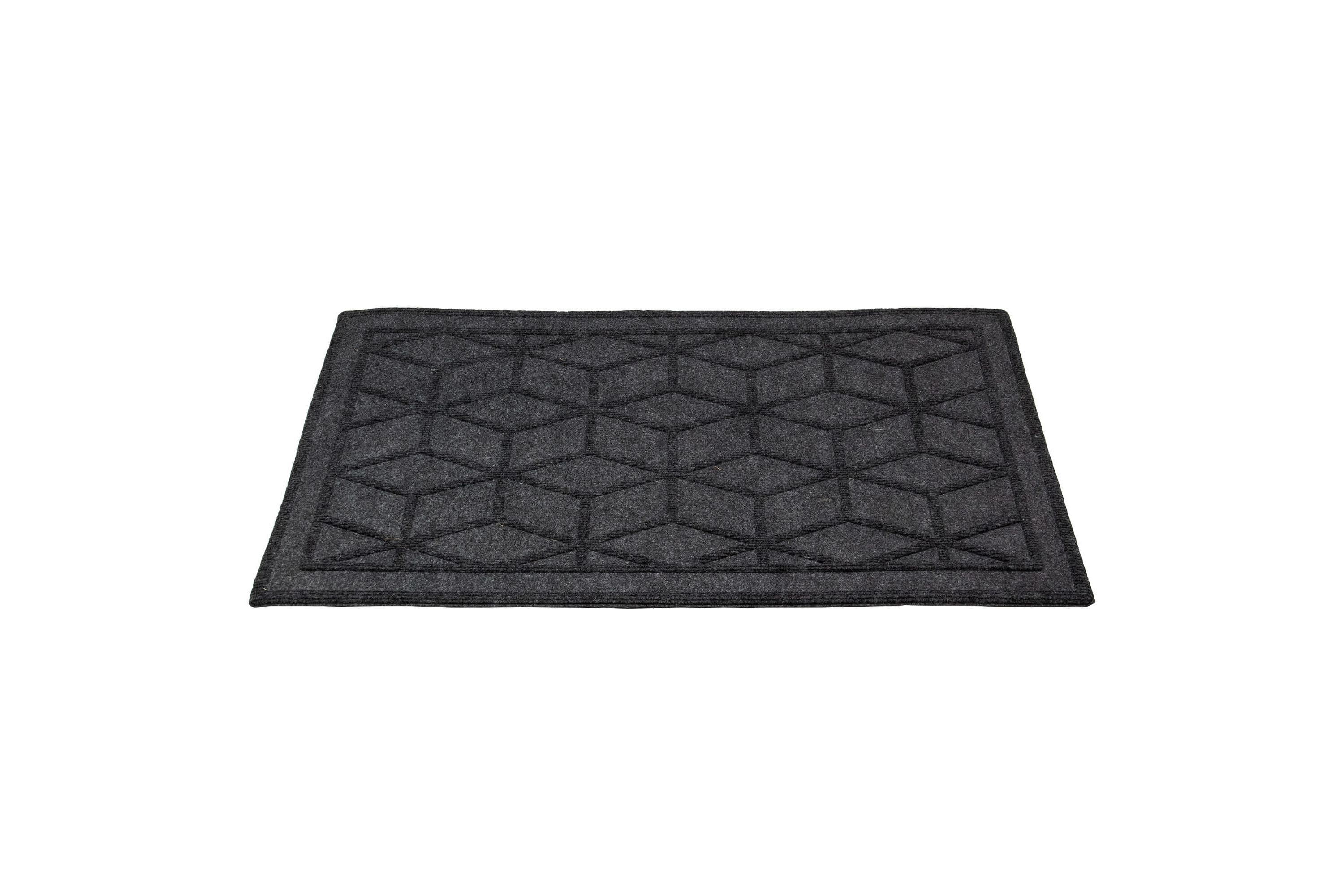 Gray Diamond Patterned Rectangular Coir Doormat 18" x 30"