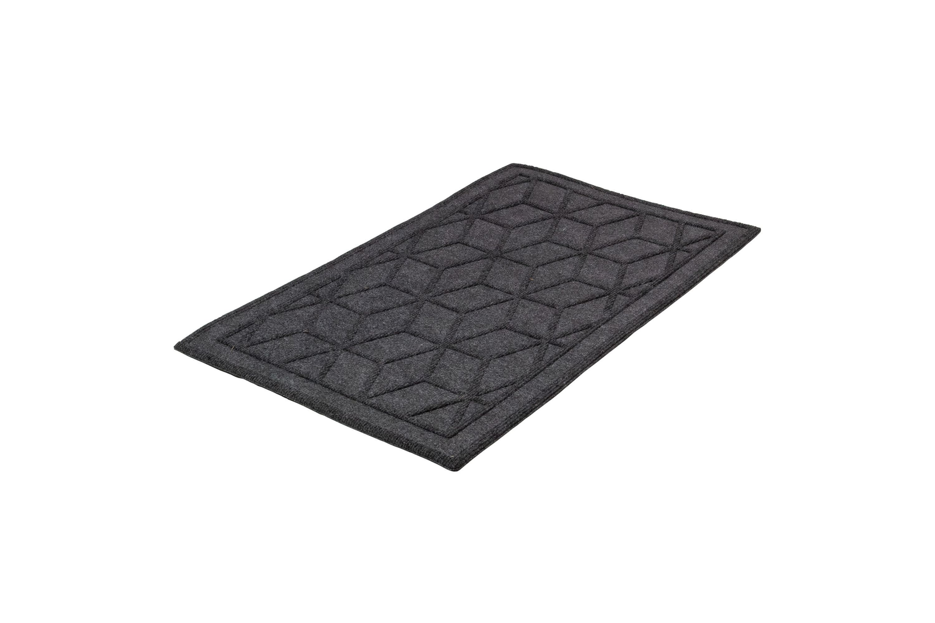 Gray Diamond Patterned Rectangular Coir Doormat 18" x 30"