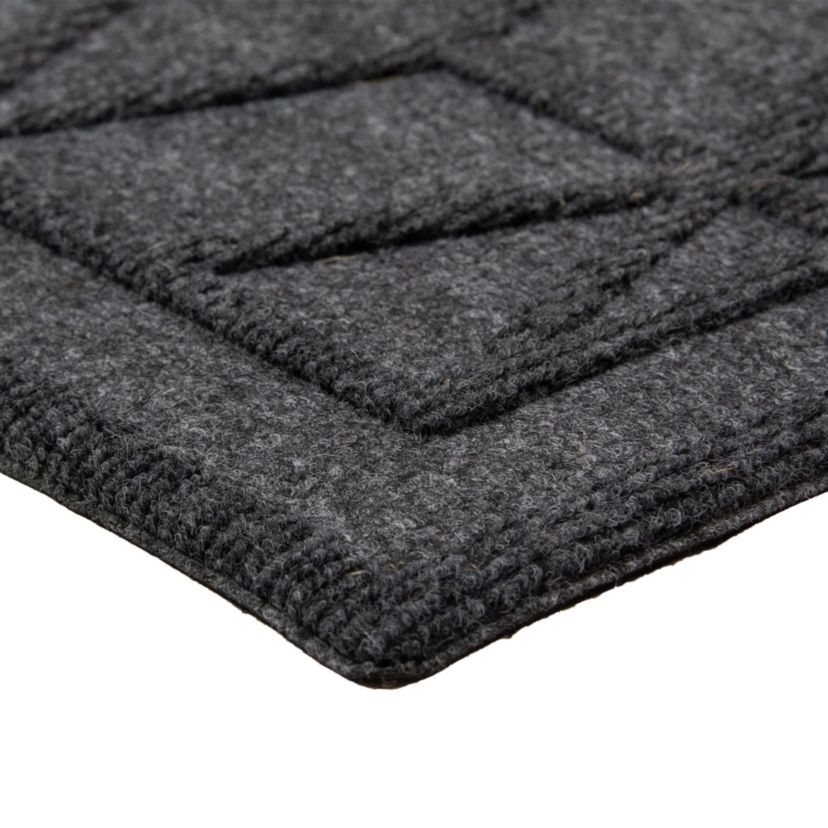 Gray Diamond Patterned Rectangular Coir Doormat 18" x 30"