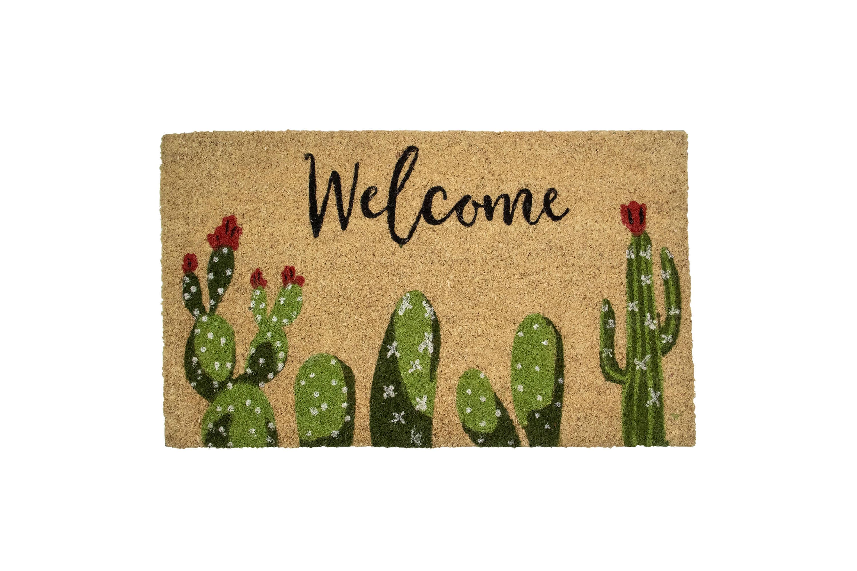 Natural Coir Cactus "Welcome" Outdoor Doormat 18" x 30"