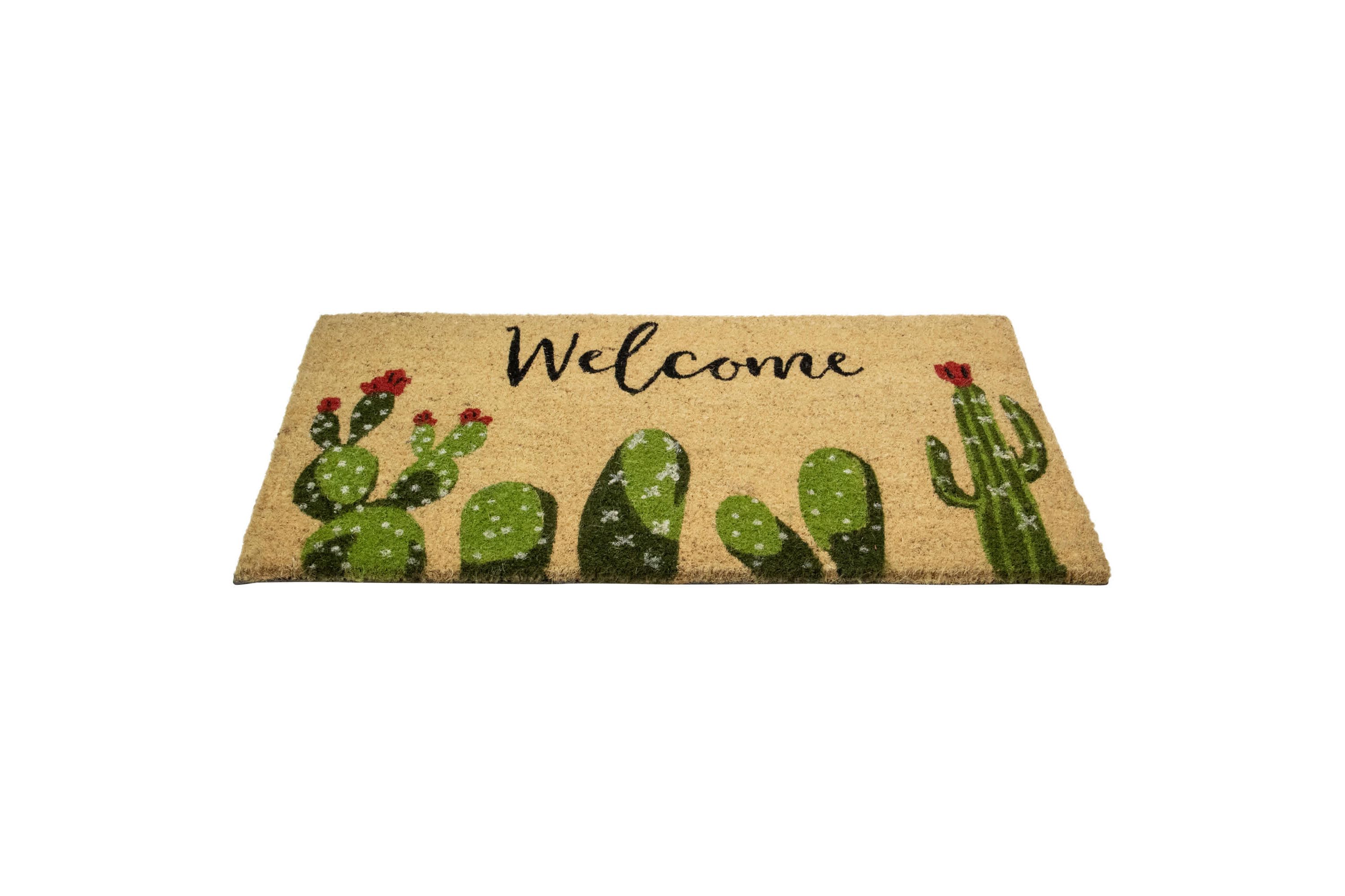 Natural Coir Cactus "Welcome" Outdoor Doormat 18" x 30"