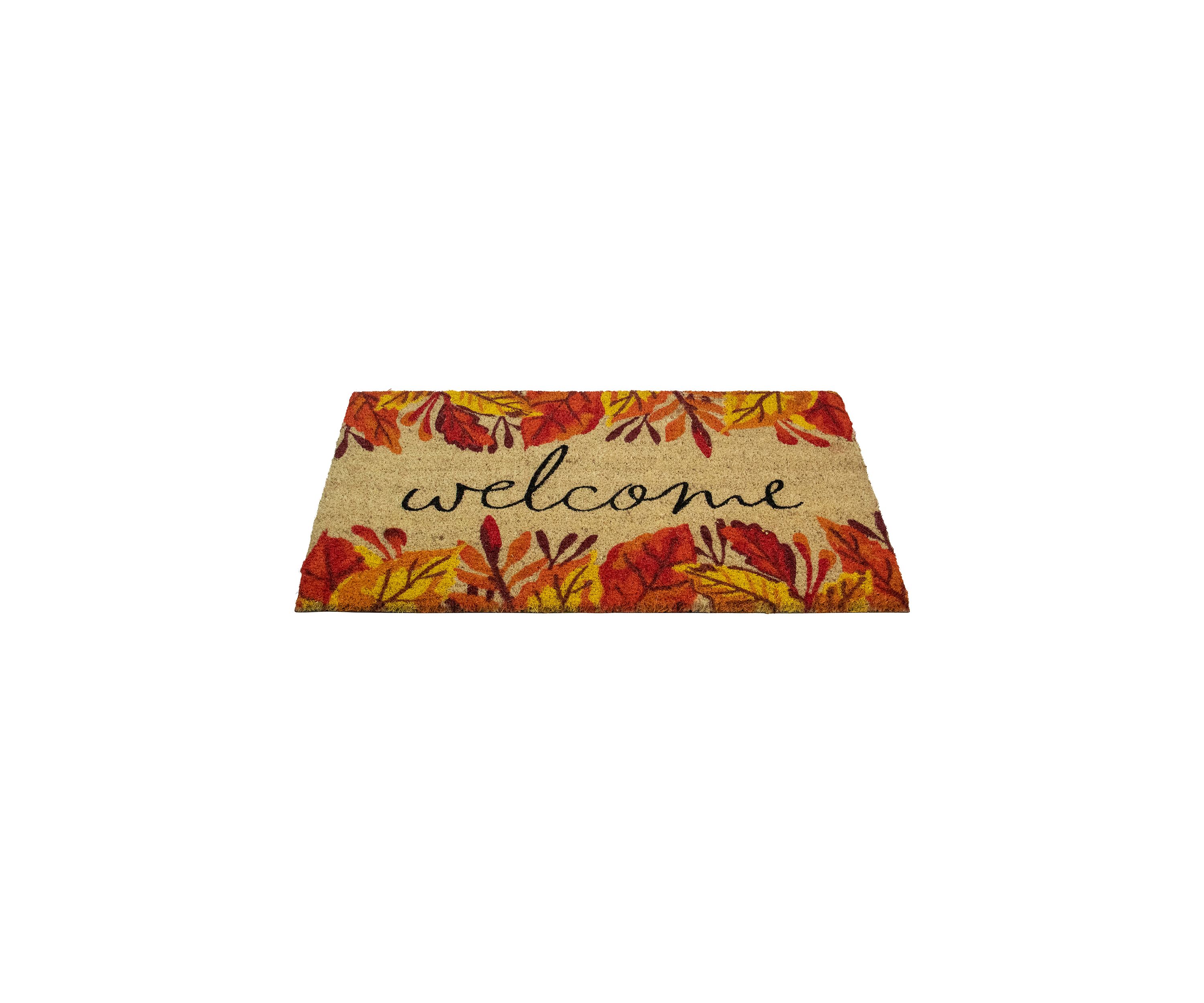 Leafy Fall Harvest Rectangular  inchWelcome inch Doormat 18 inch x 30 inch