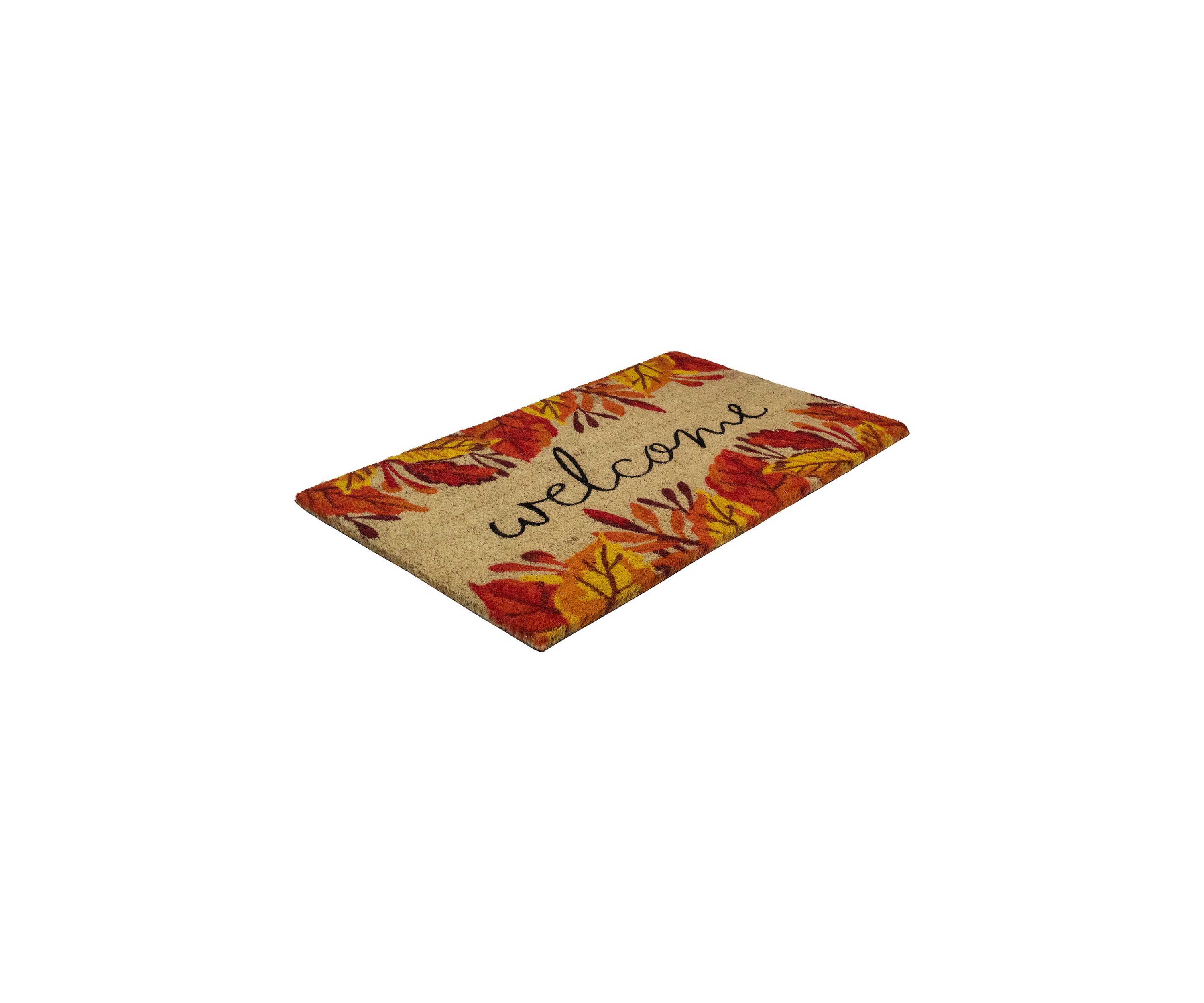Leafy Fall Harvest Rectangular  inchWelcome inch Doormat 18 inch x 30 inch