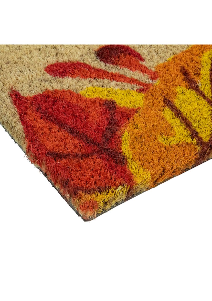 Leafy Fall Harvest Rectangular  inchWelcome inch Doormat 18 inch x 30 inch