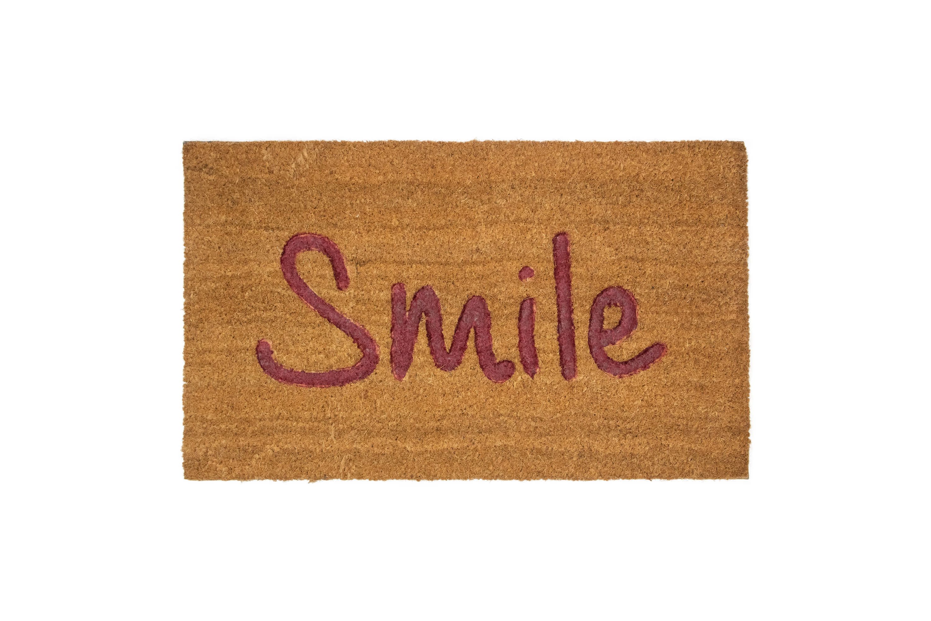 Natural Coir "Smile" Outdoor Rectangular Doormat 18" x 30"