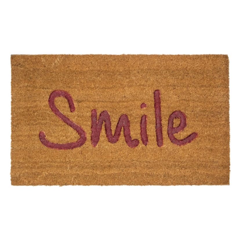 Natural Coir "Smile" Outdoor Rectangular Doormat 18" x 30"