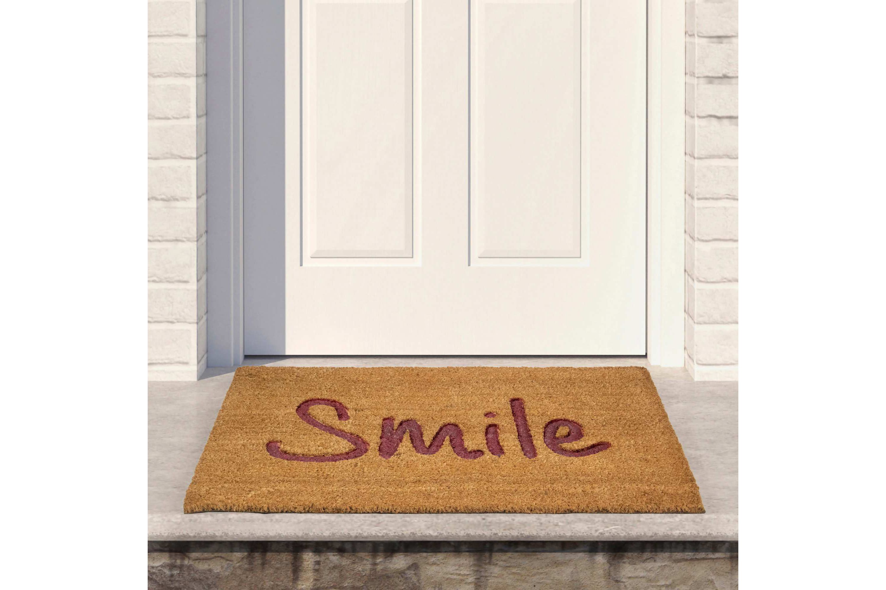 Natural Coir "Smile" Outdoor Rectangular Doormat 18" x 30"