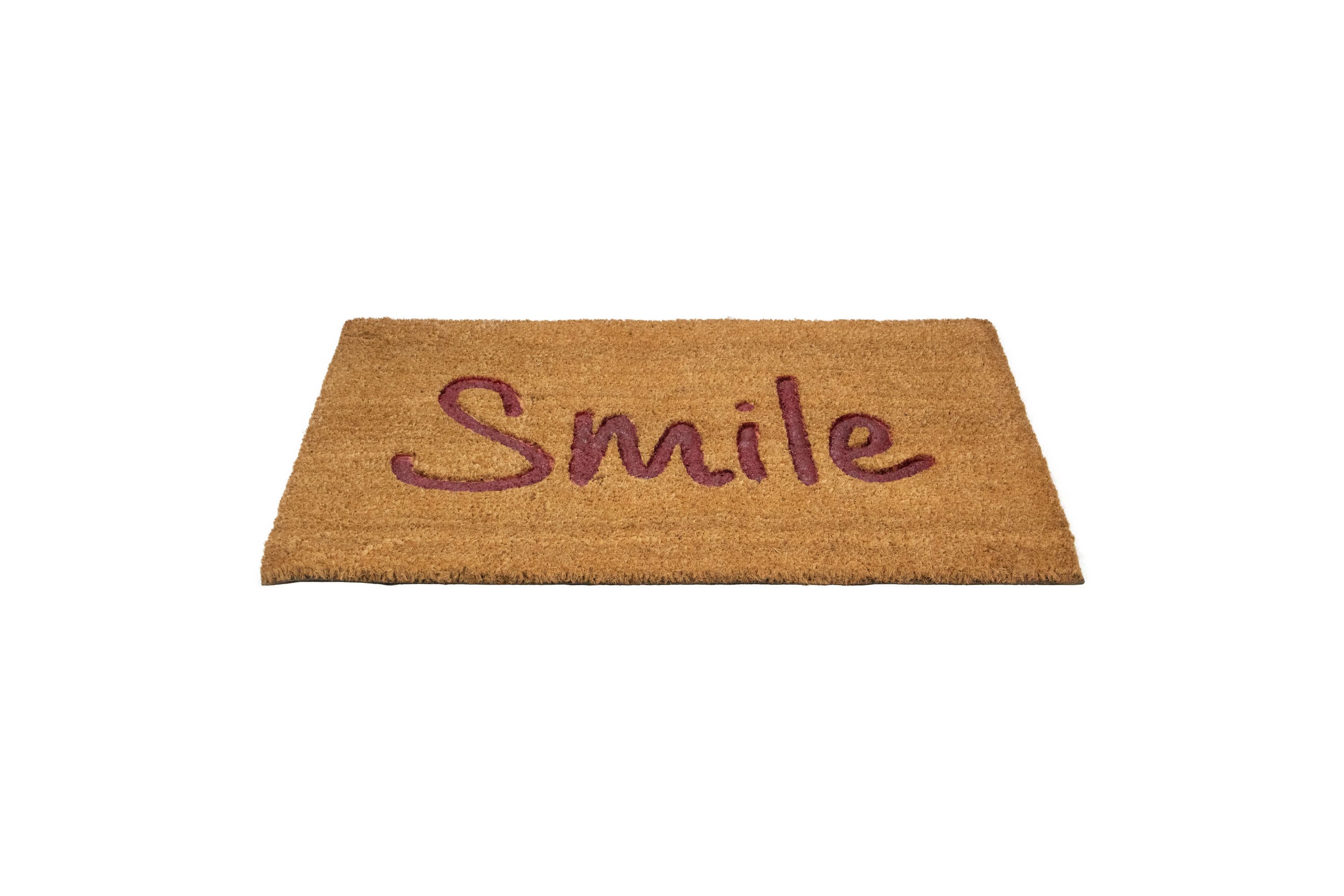 Natural Coir "Smile" Outdoor Rectangular Doormat 18" x 30"
