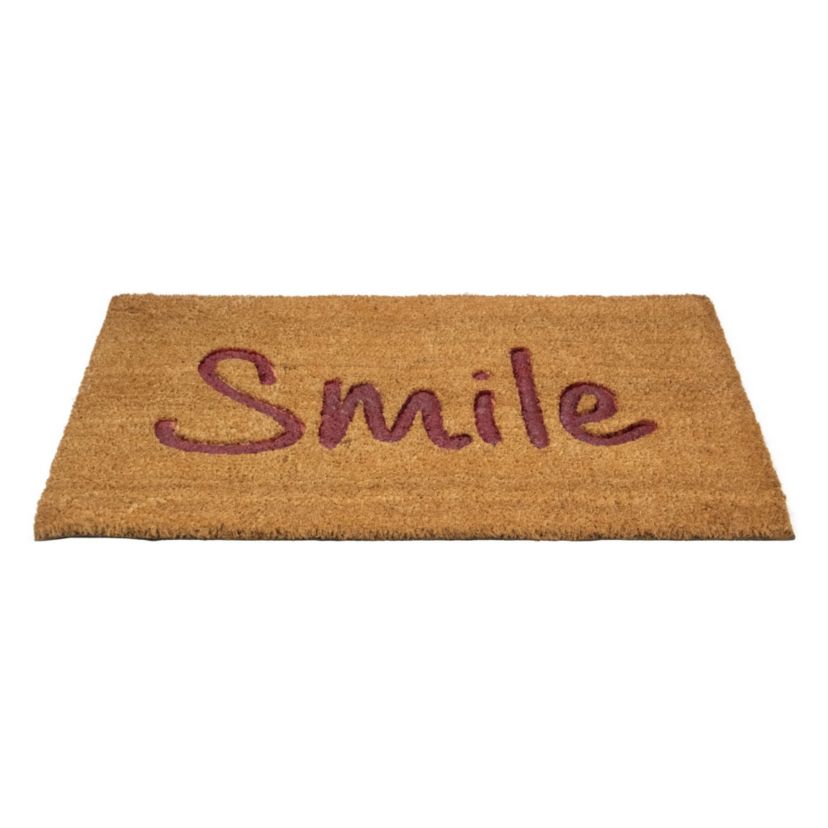 Natural Coir "Smile" Outdoor Rectangular Doormat 18" x 30"
