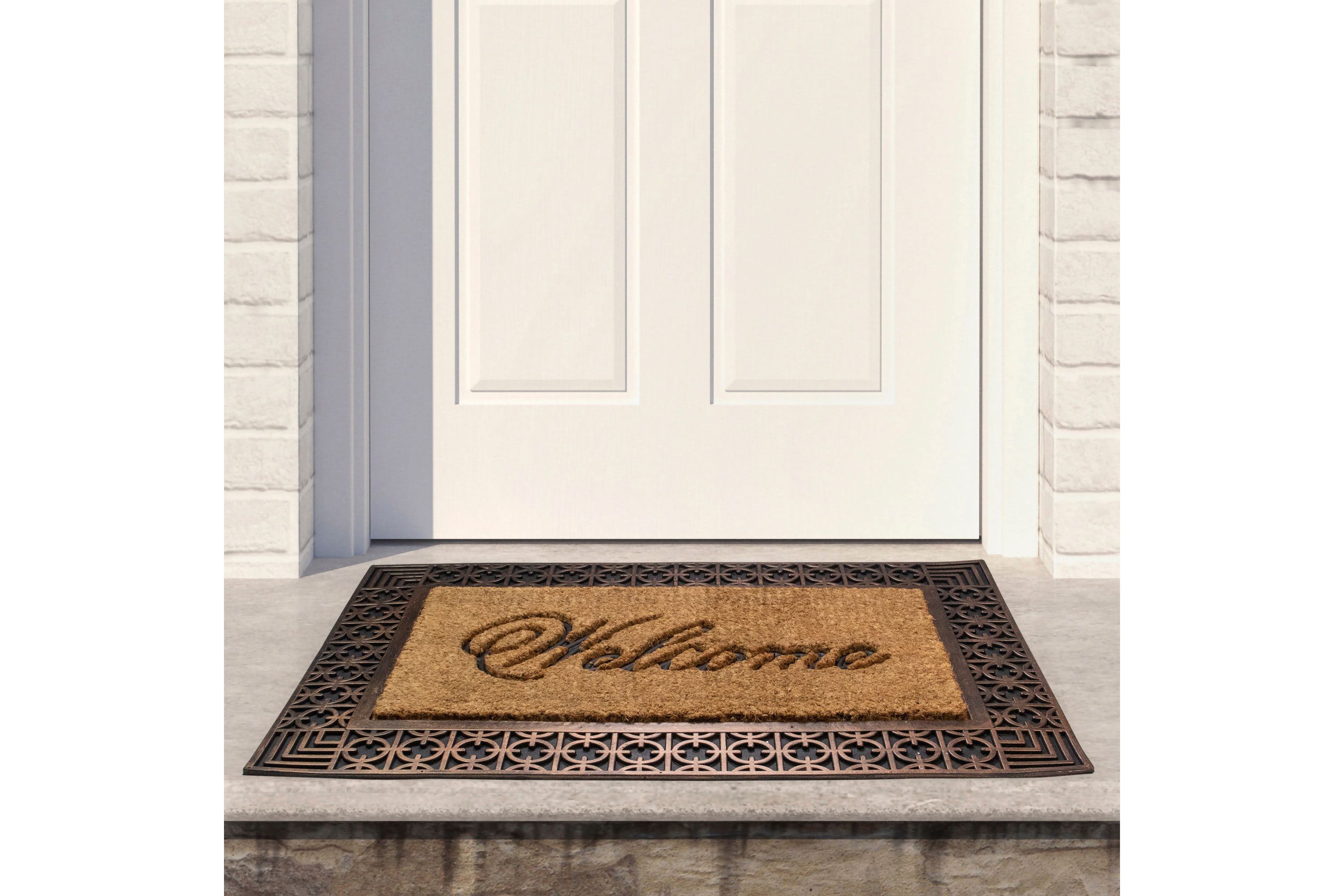 Gold and Natural Coir Rectangular "Welcome" Doormat 23" x 35"