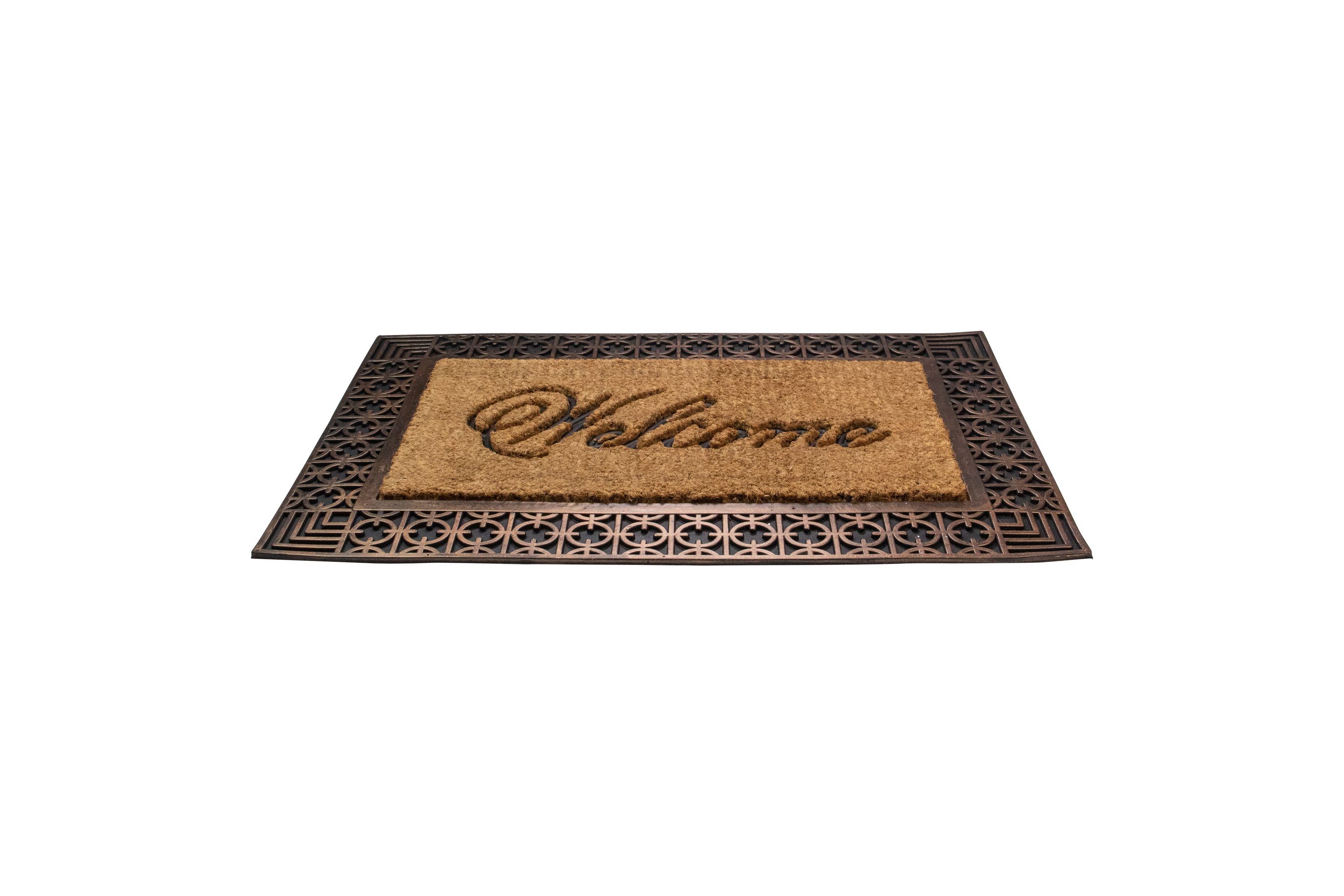 Gold and Natural Coir Rectangular "Welcome" Doormat 23" x 35"