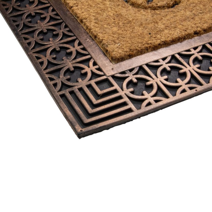 Gold and Natural Coir Rectangular "Welcome" Doormat 23" x 35"