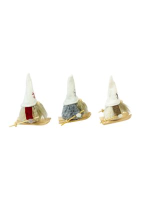 Set of 3 Skiing Gnomes Christmas Ornaments 4.5Inch