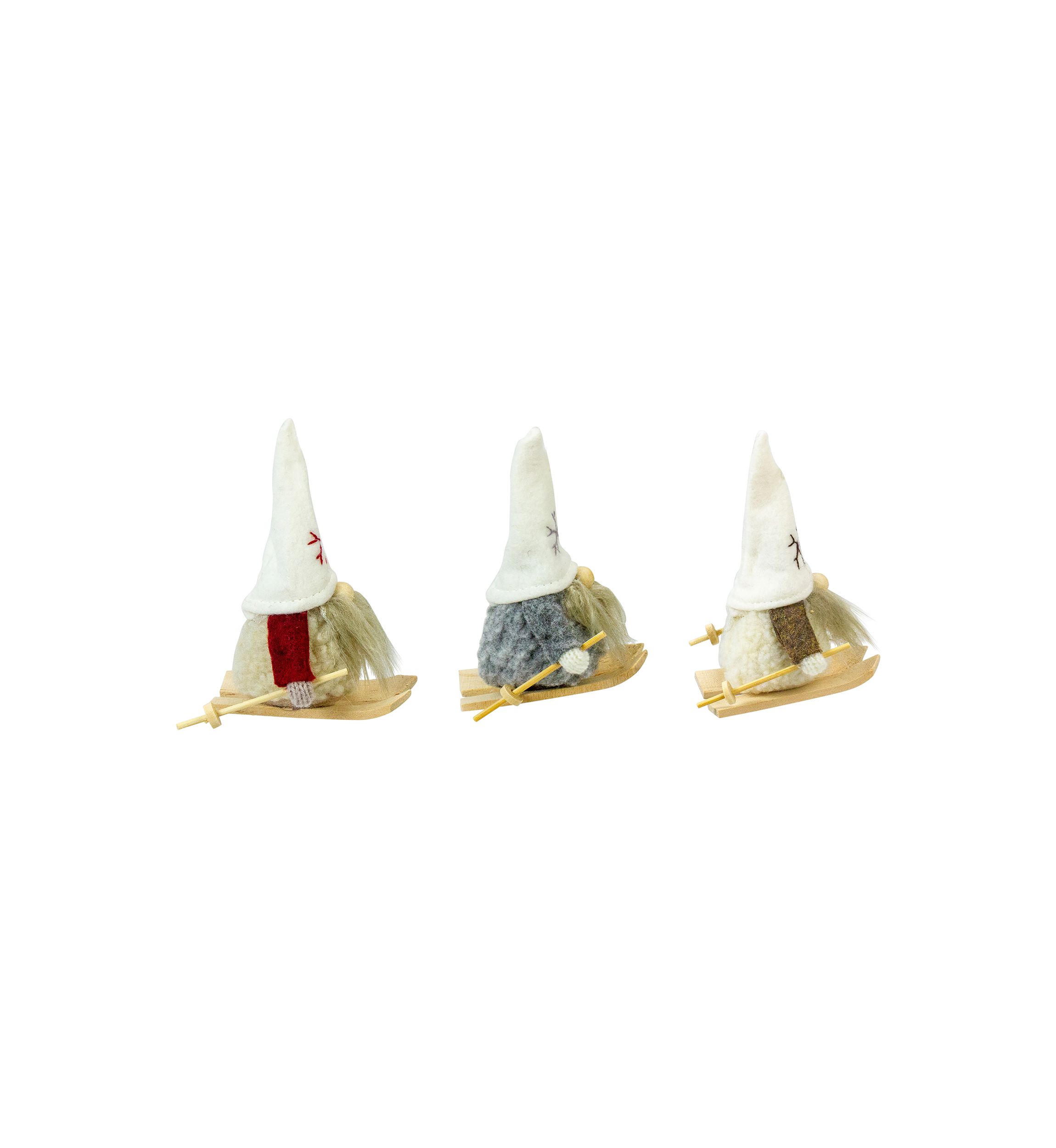 Set of 3 Skiing Gnomes Christmas Ornaments 4.5Inch