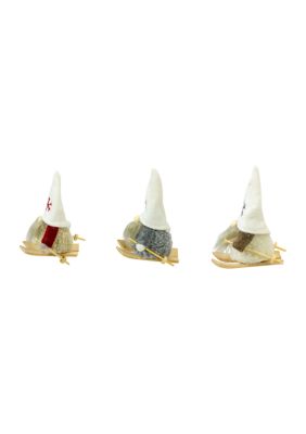 Set of 3 Skiing Gnomes Christmas Ornaments 4.5Inch