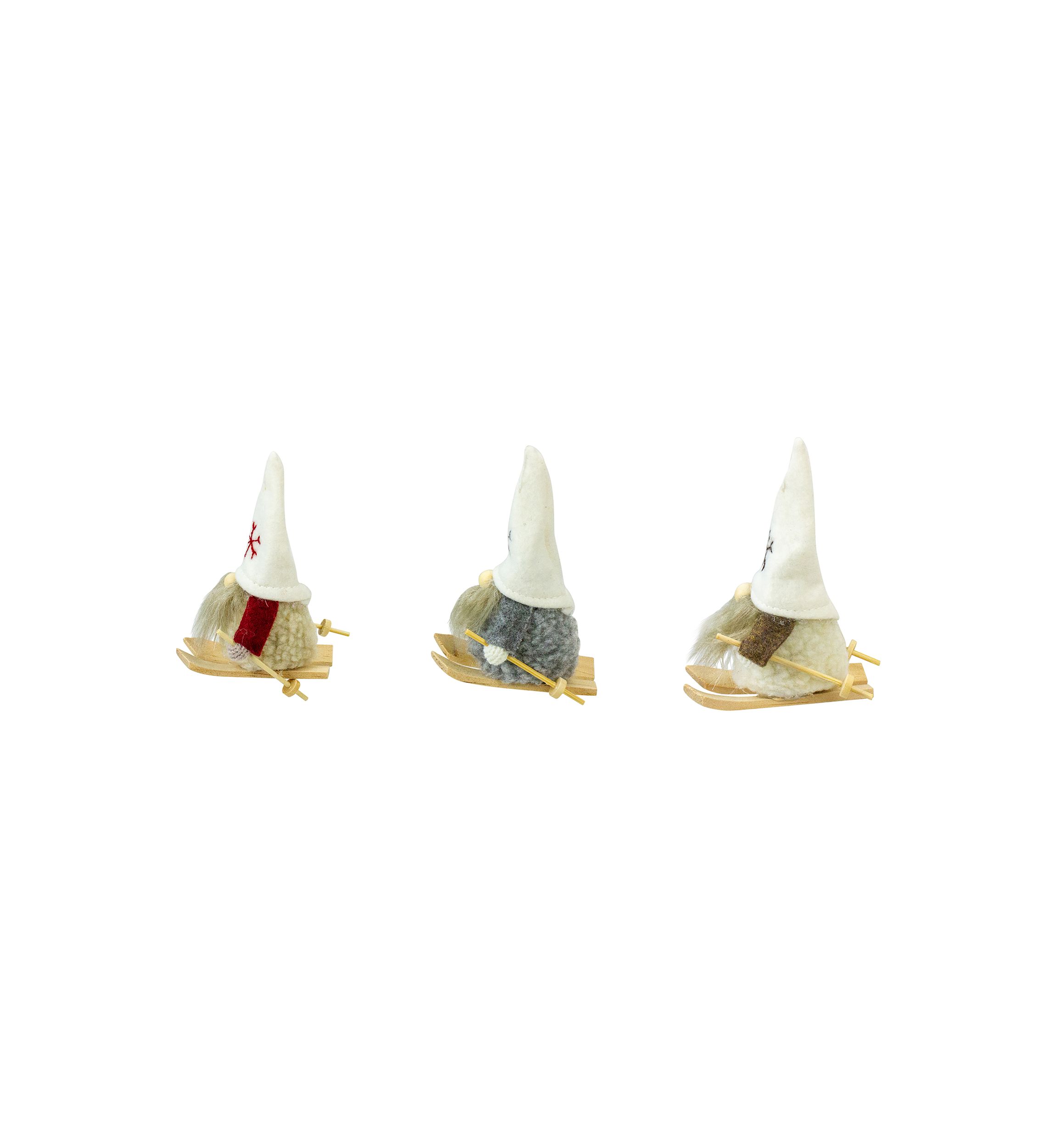 Set of 3 Skiing Gnomes Christmas Ornaments 4.5Inch